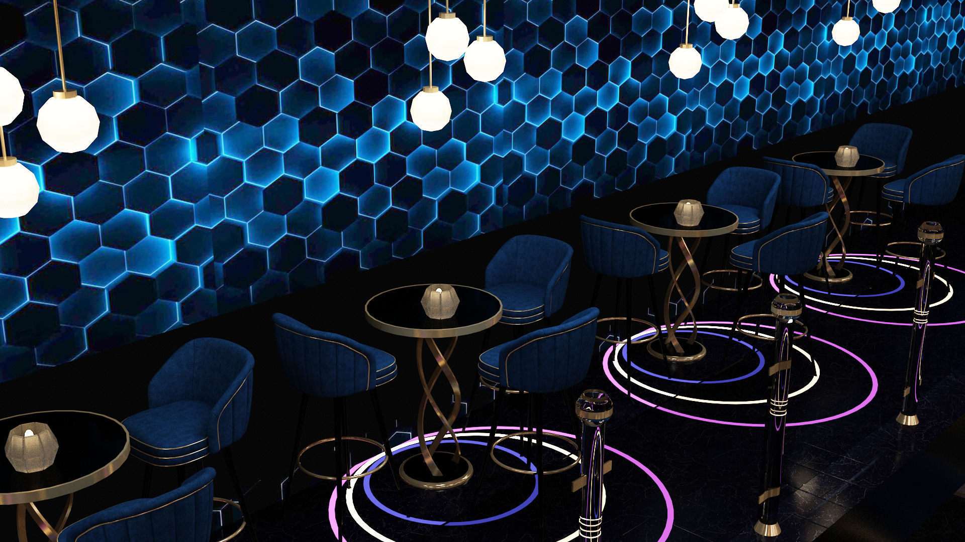 Luxury nightclub bar interior design 3D model_29