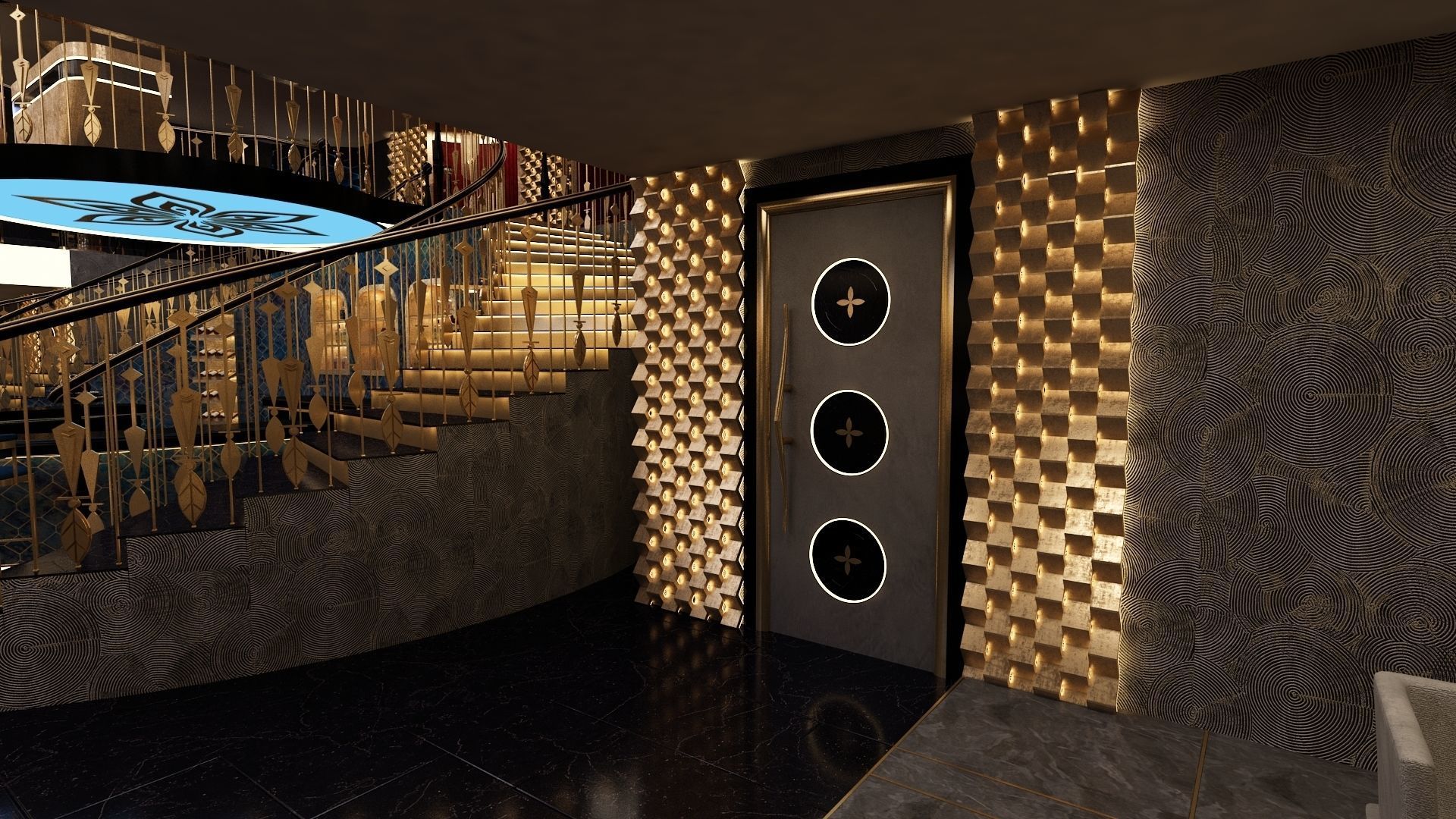 Luxury nightclub bar interior design 3D model_14