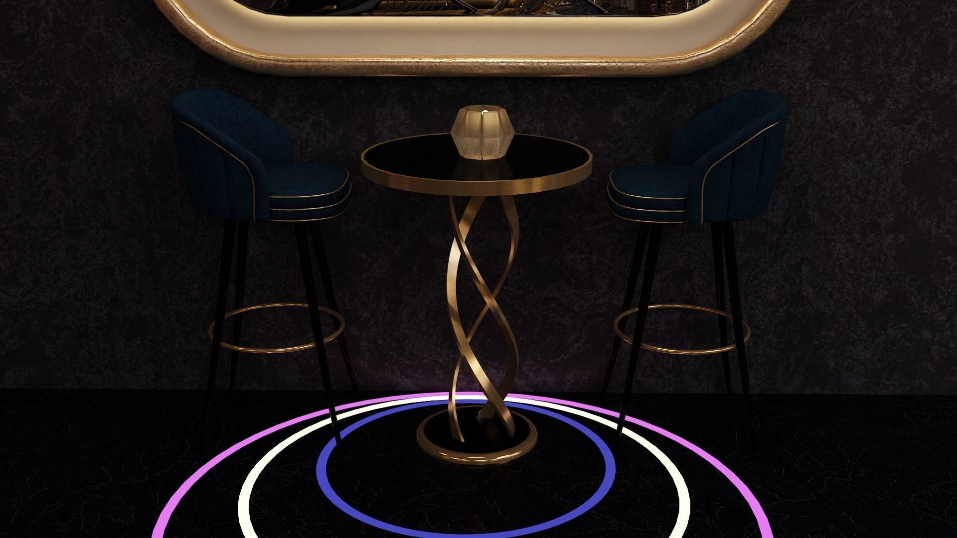 Luxury nightclub bar interior design 3D model_23