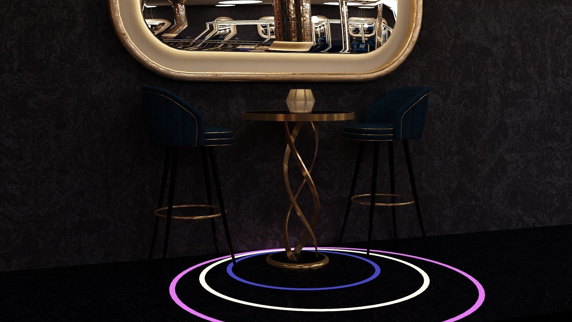 Luxury nightclub bar interior design 3D model_21
