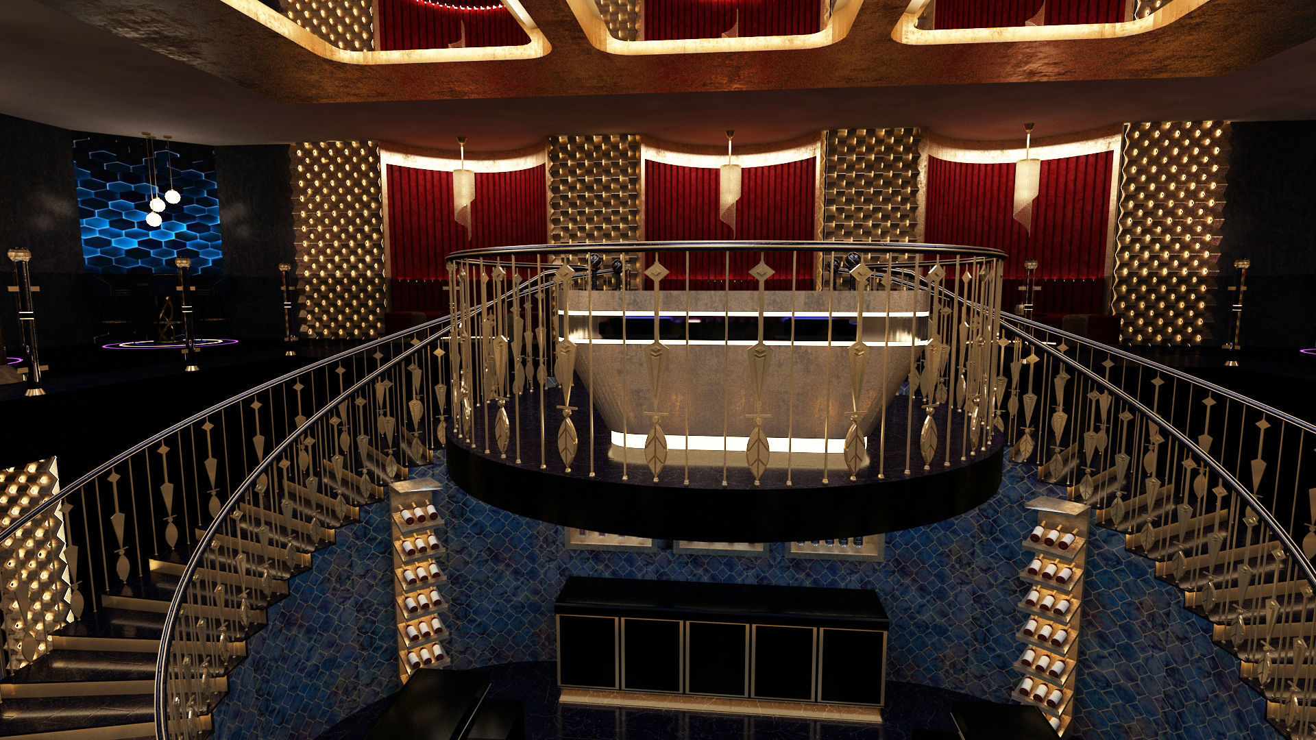 Luxury nightclub bar interior design 3D model_16