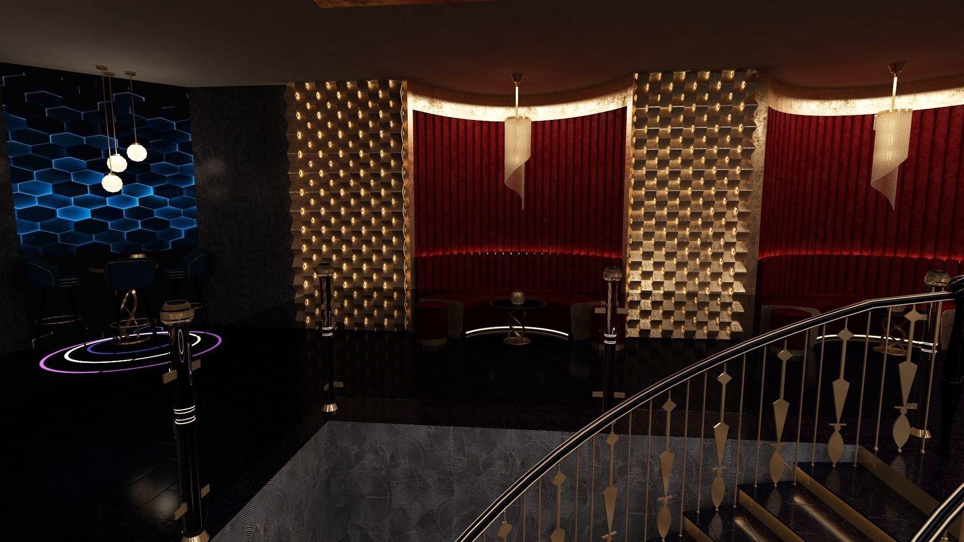 Luxury nightclub bar interior design 3D model_17