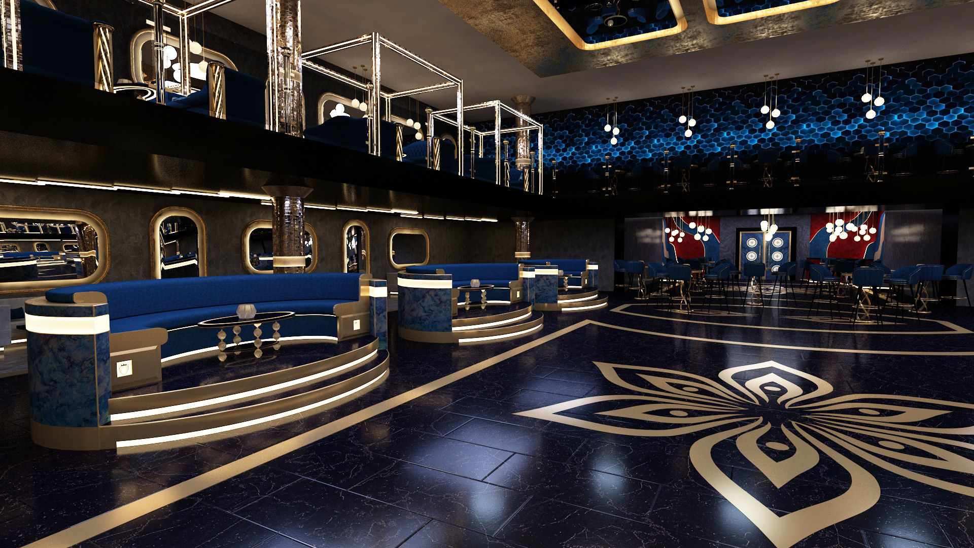 Luxury nightclub bar interior design 3D model_10
