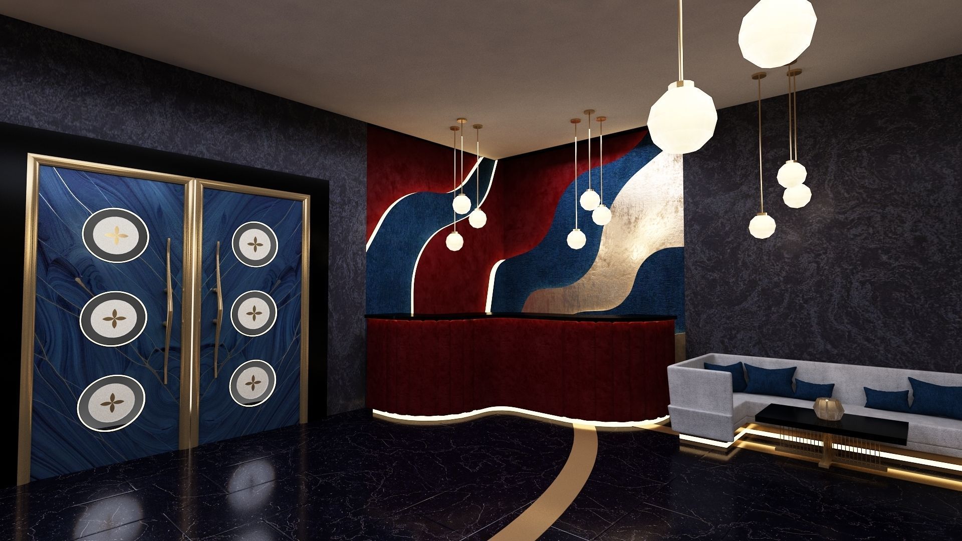 Luxury nightclub bar interior design 3D model_11