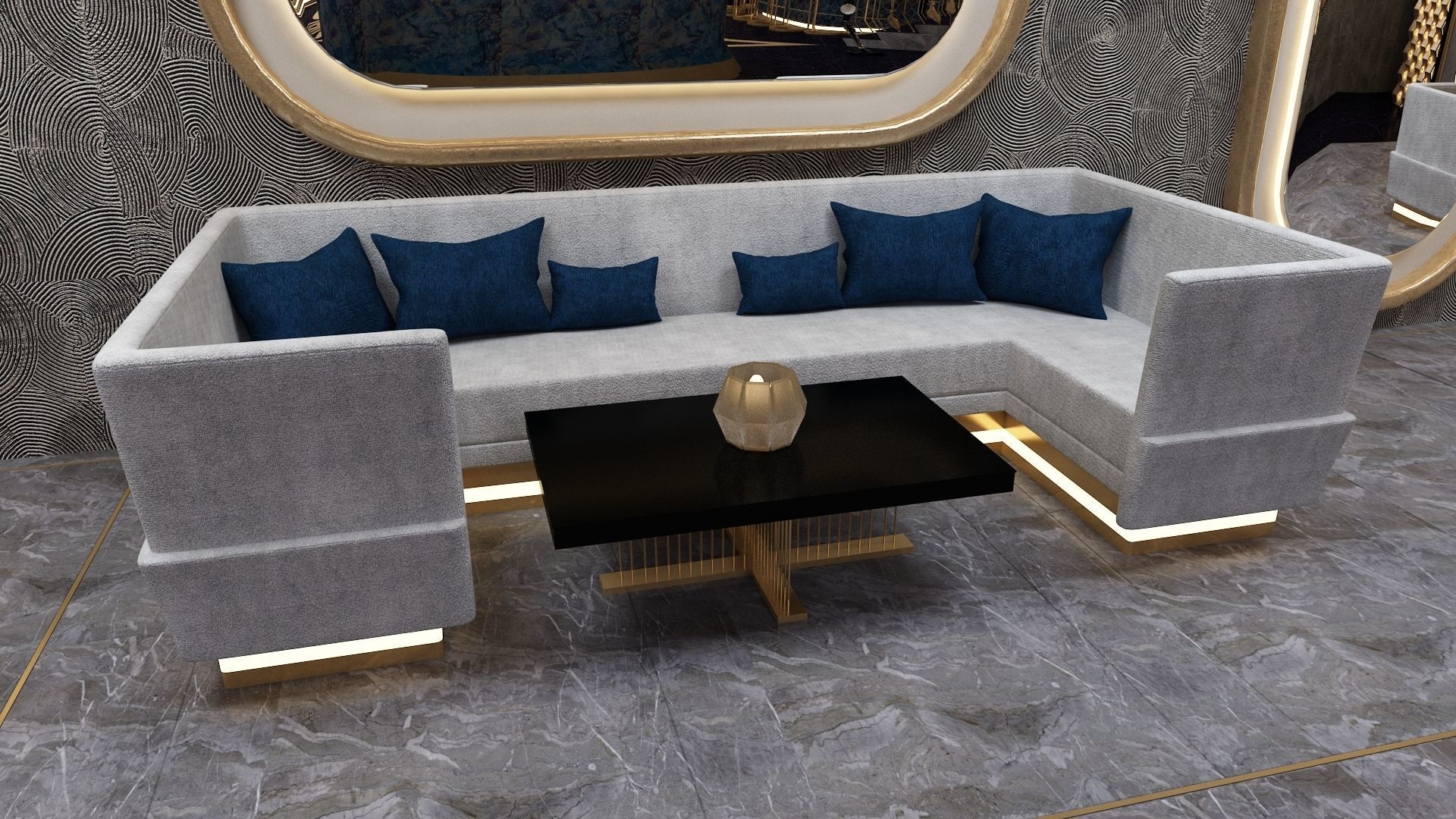 Luxury nightclub bar interior design 3D model_22