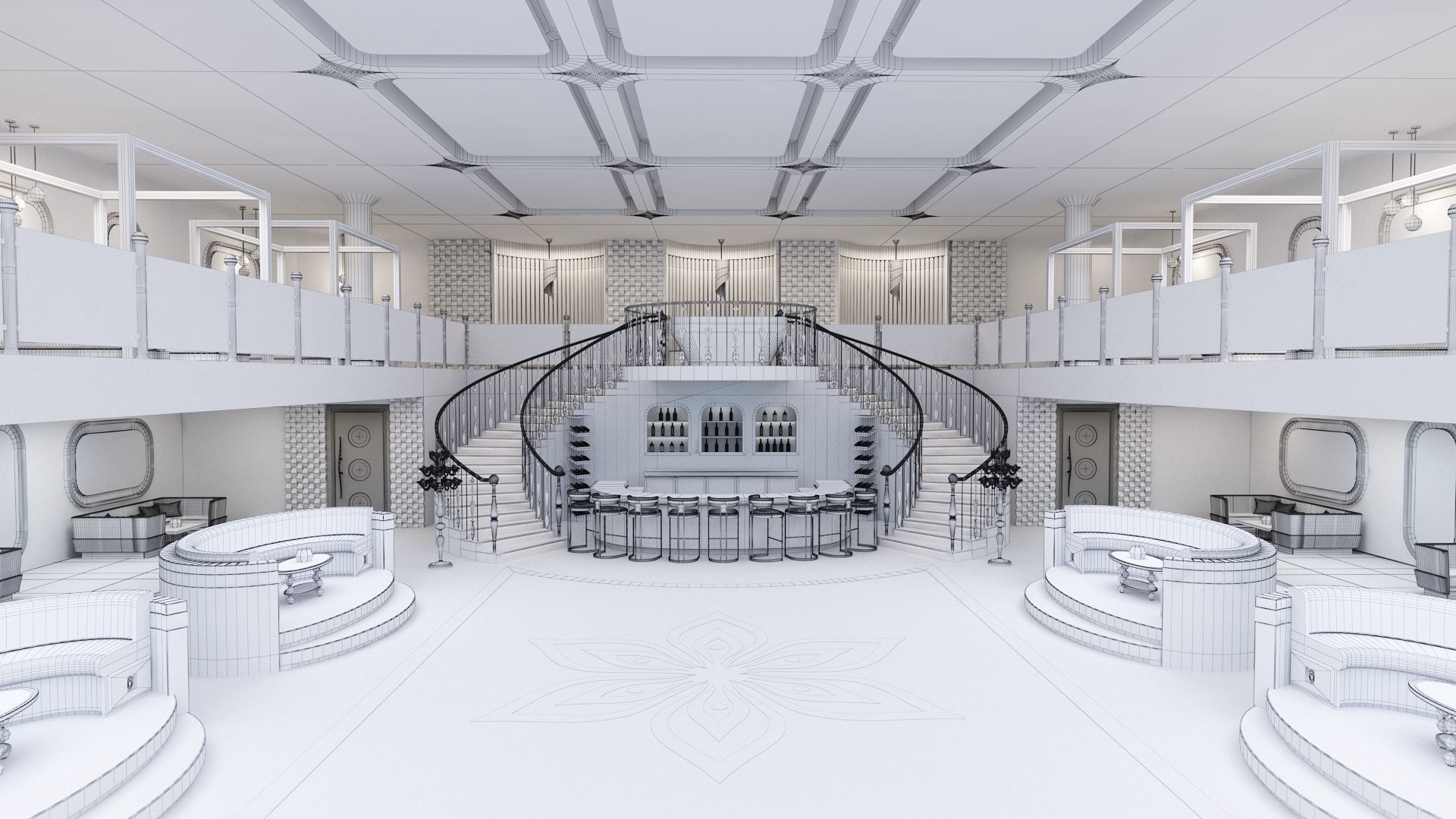 Luxury nightclub bar interior design 3D model_32