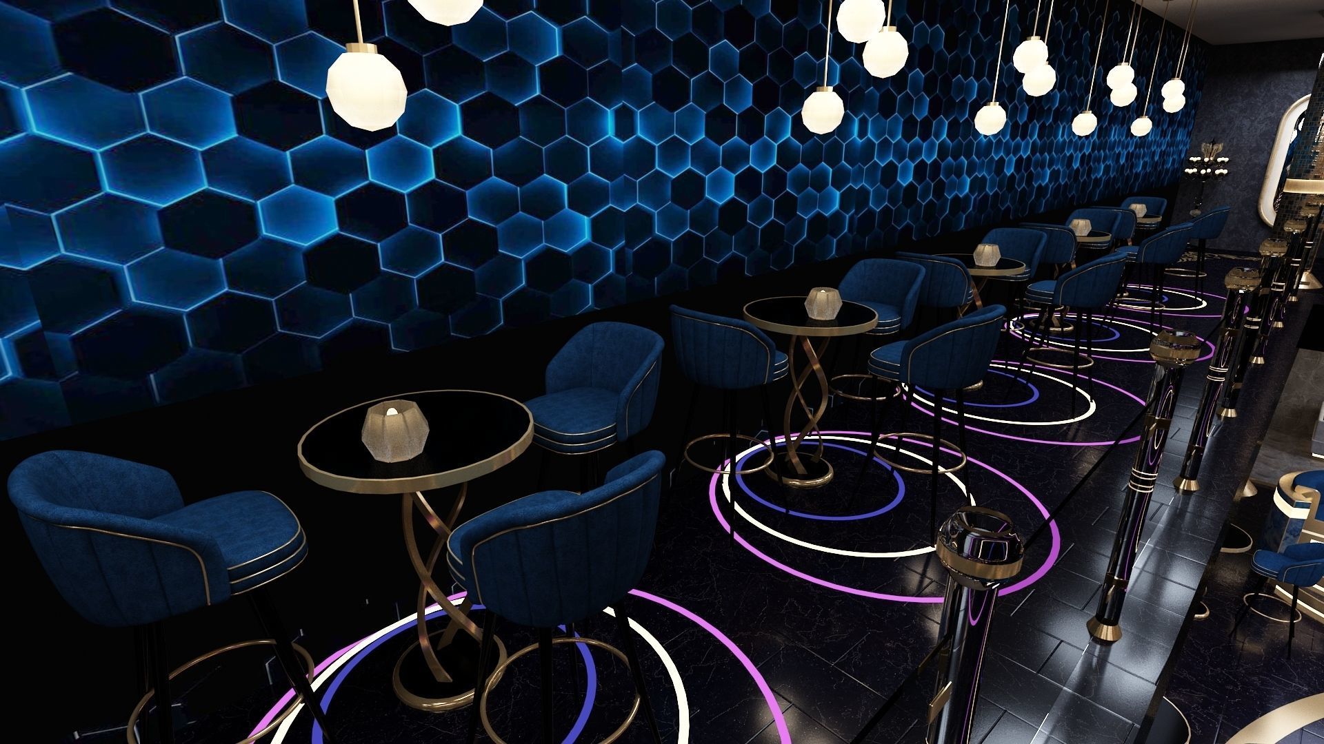 Luxury nightclub bar interior design 3D model_30
