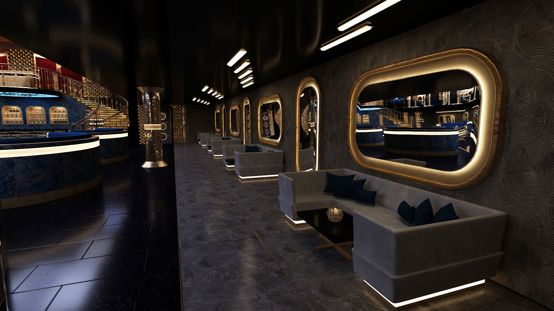 Luxury nightclub bar interior design 3D model_13