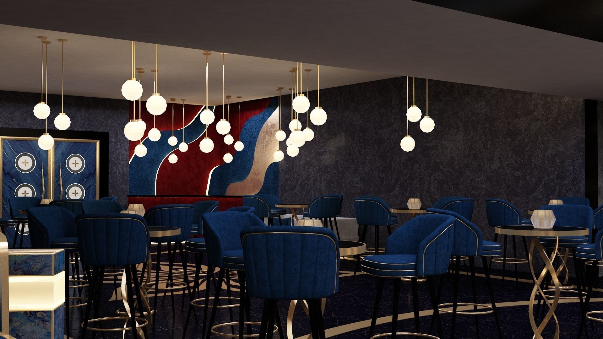 Luxury nightclub bar interior design 3D model_28