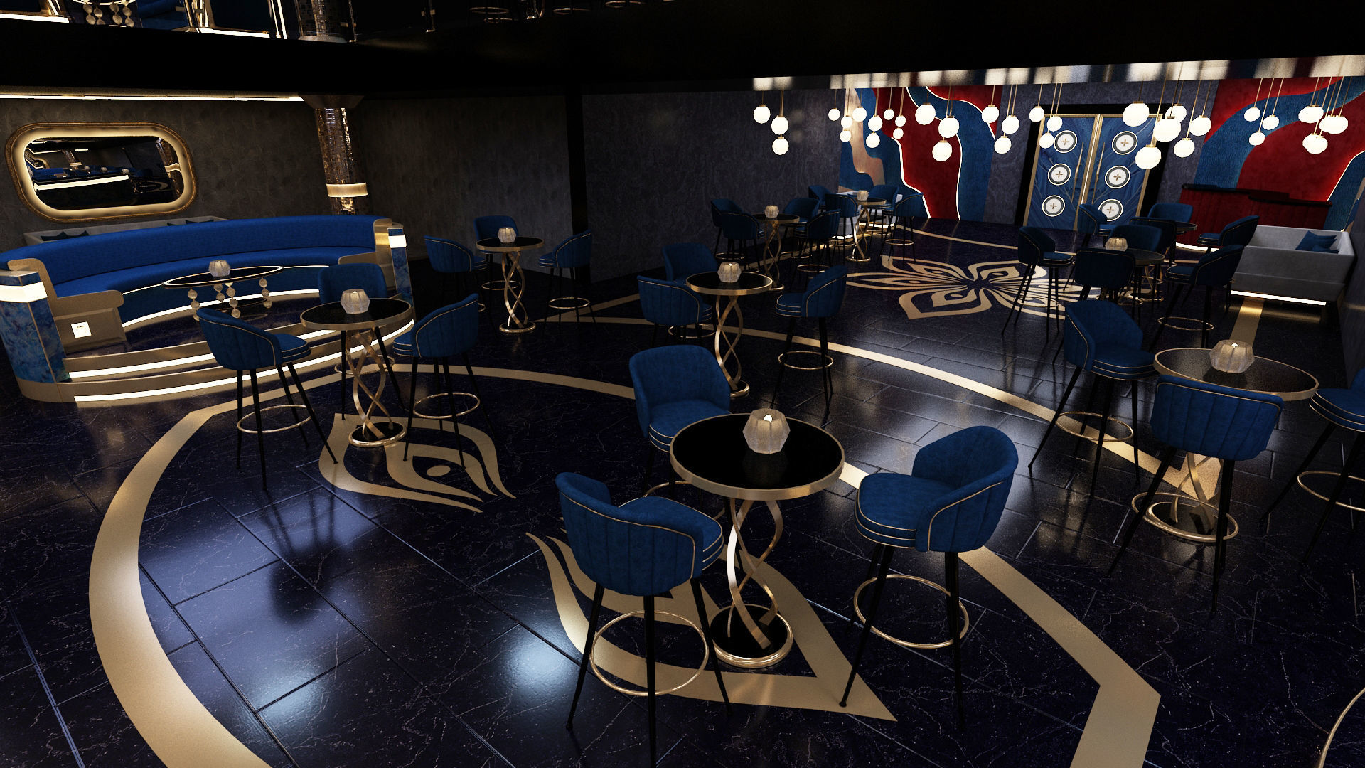 Luxury nightclub bar interior design 3D model_9