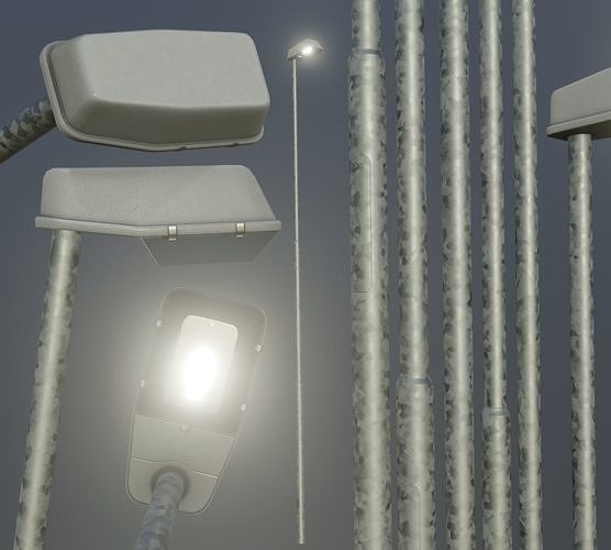 Street Light 5 Galvanized F1 M1 K0 A1 6000mm  Low-poly 3D model