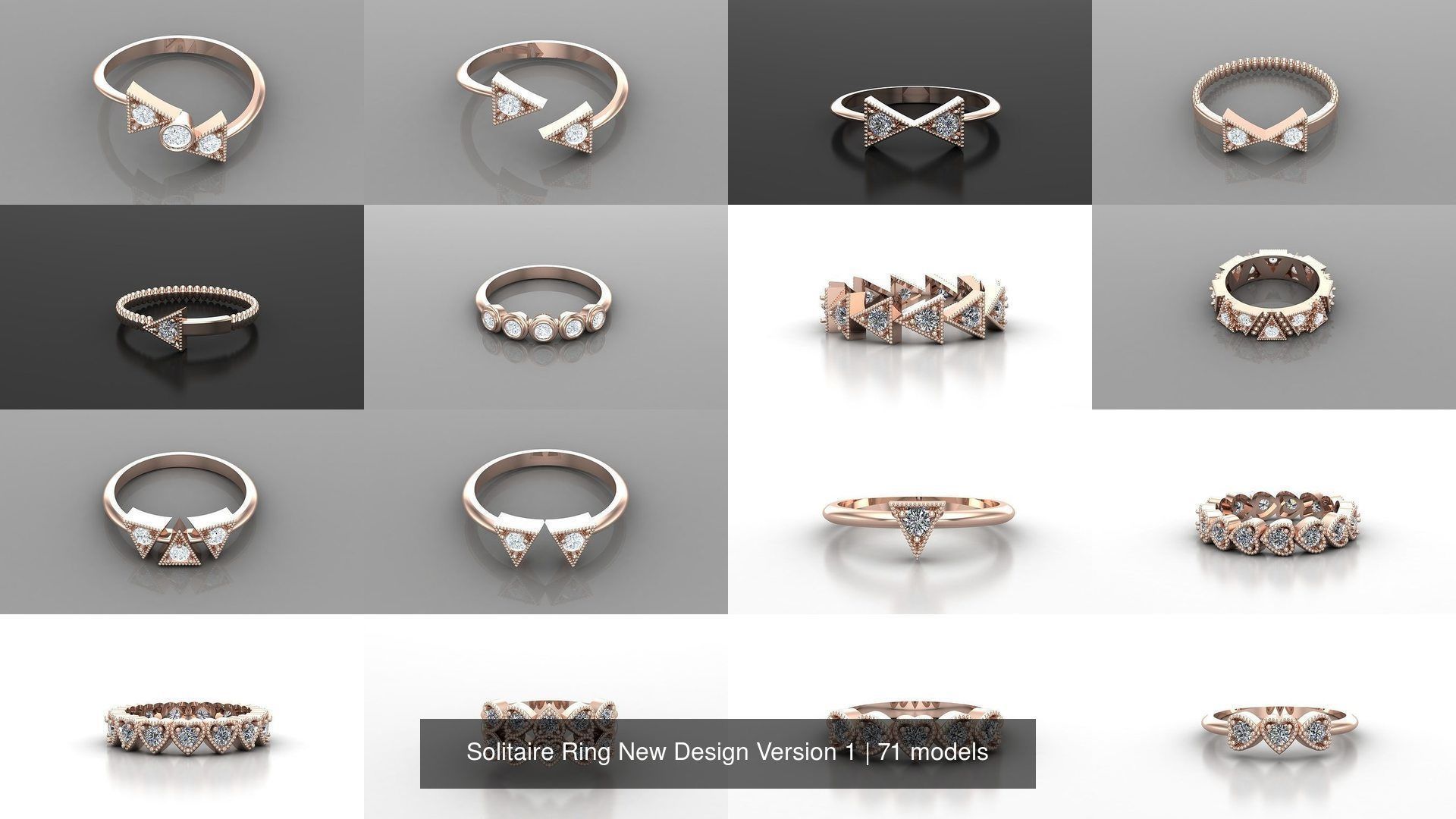 Solitaire Ring New Design Version 1 3D Model Collection_11