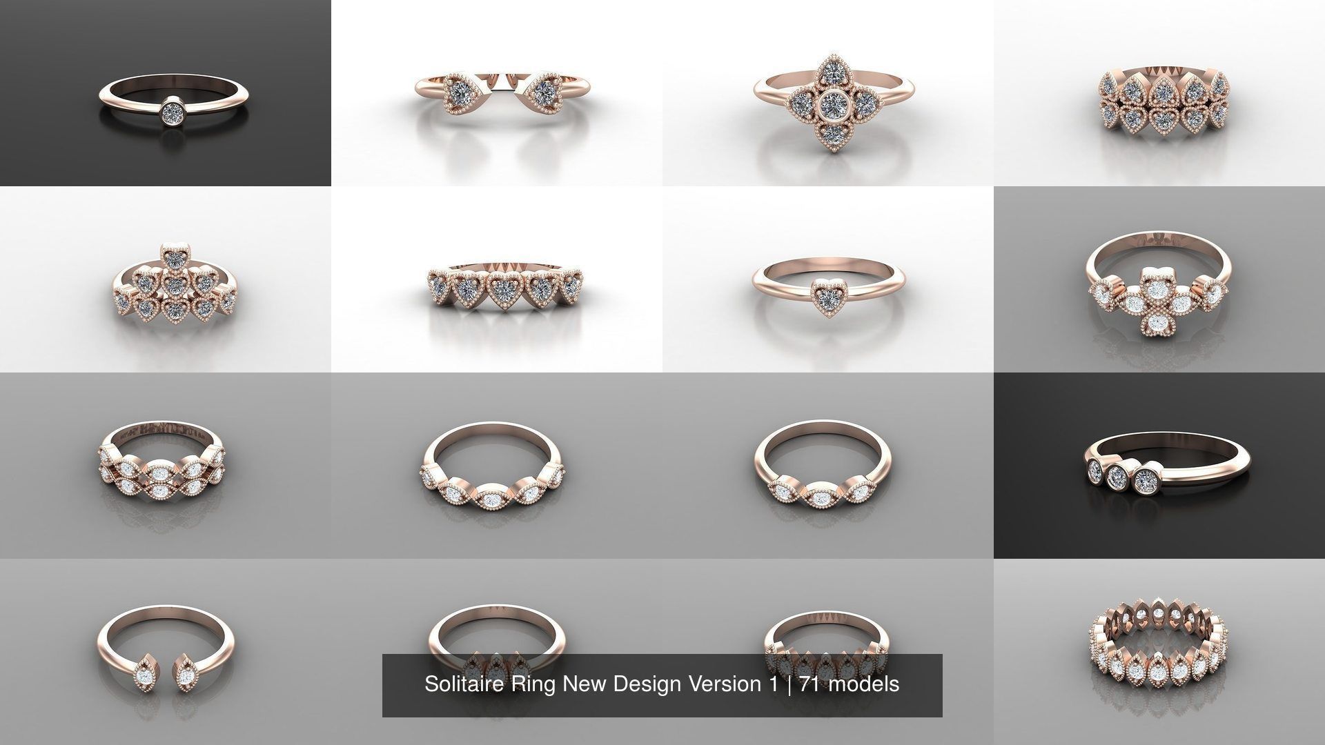 Solitaire Ring New Design Version 1 3D Model Collection_7