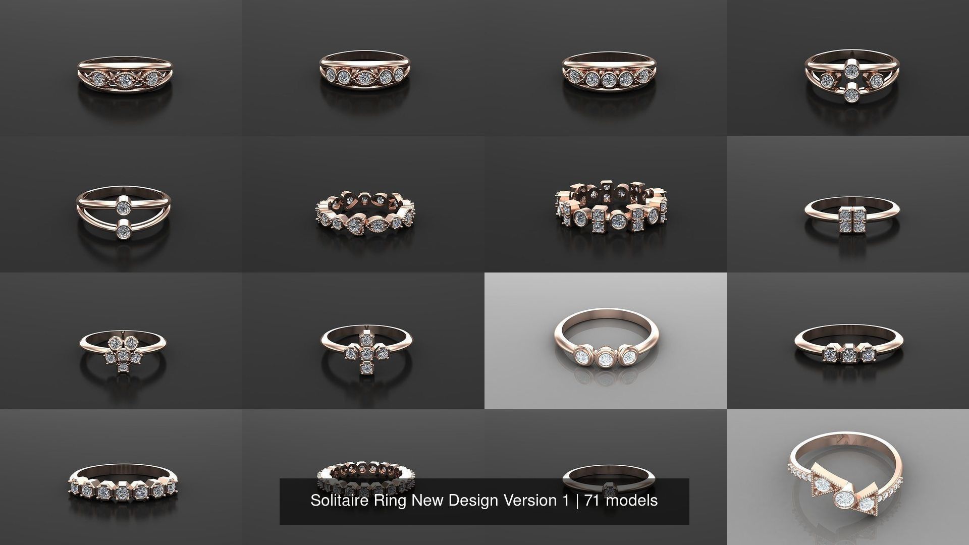 Solitaire Ring New Design Version 1 3D Model Collection_6