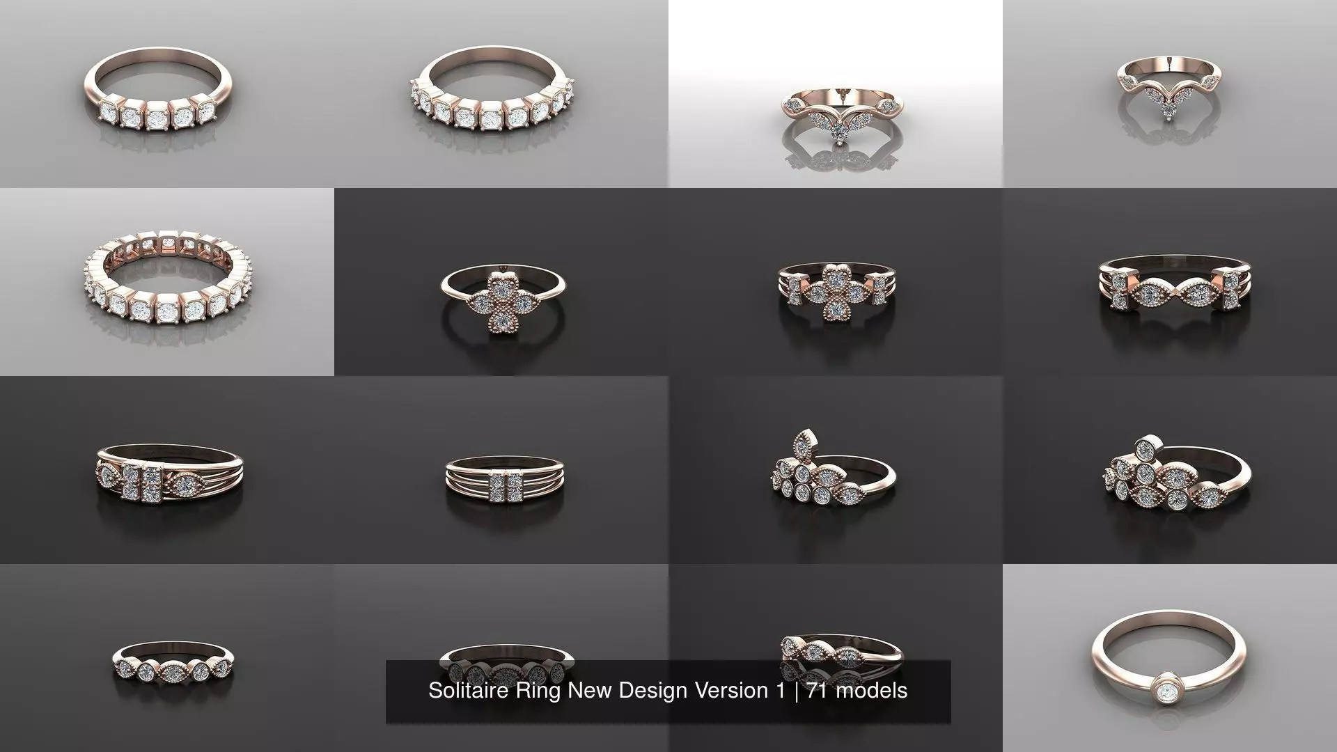 Solitaire Ring New Design Version 1 3D Model Collection_1