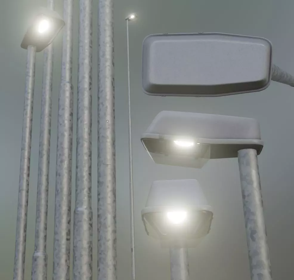 Street Light 5 Galvanized F1 M1 K0 A1 10000mm Low-poly 3D model_0