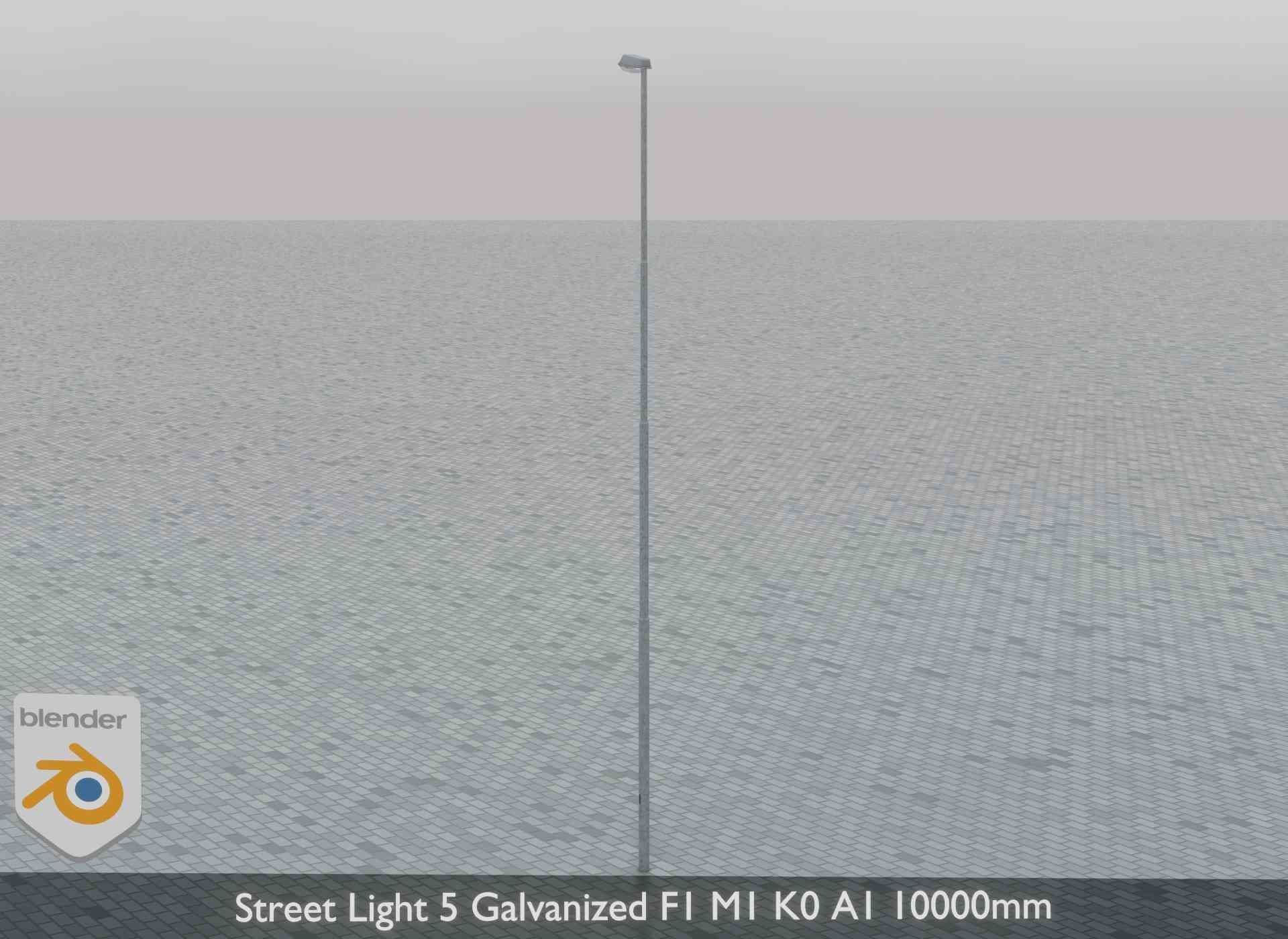 Street Light 5 Galvanized F1 M1 K0 A1 10000mm Low-poly 3D model_5