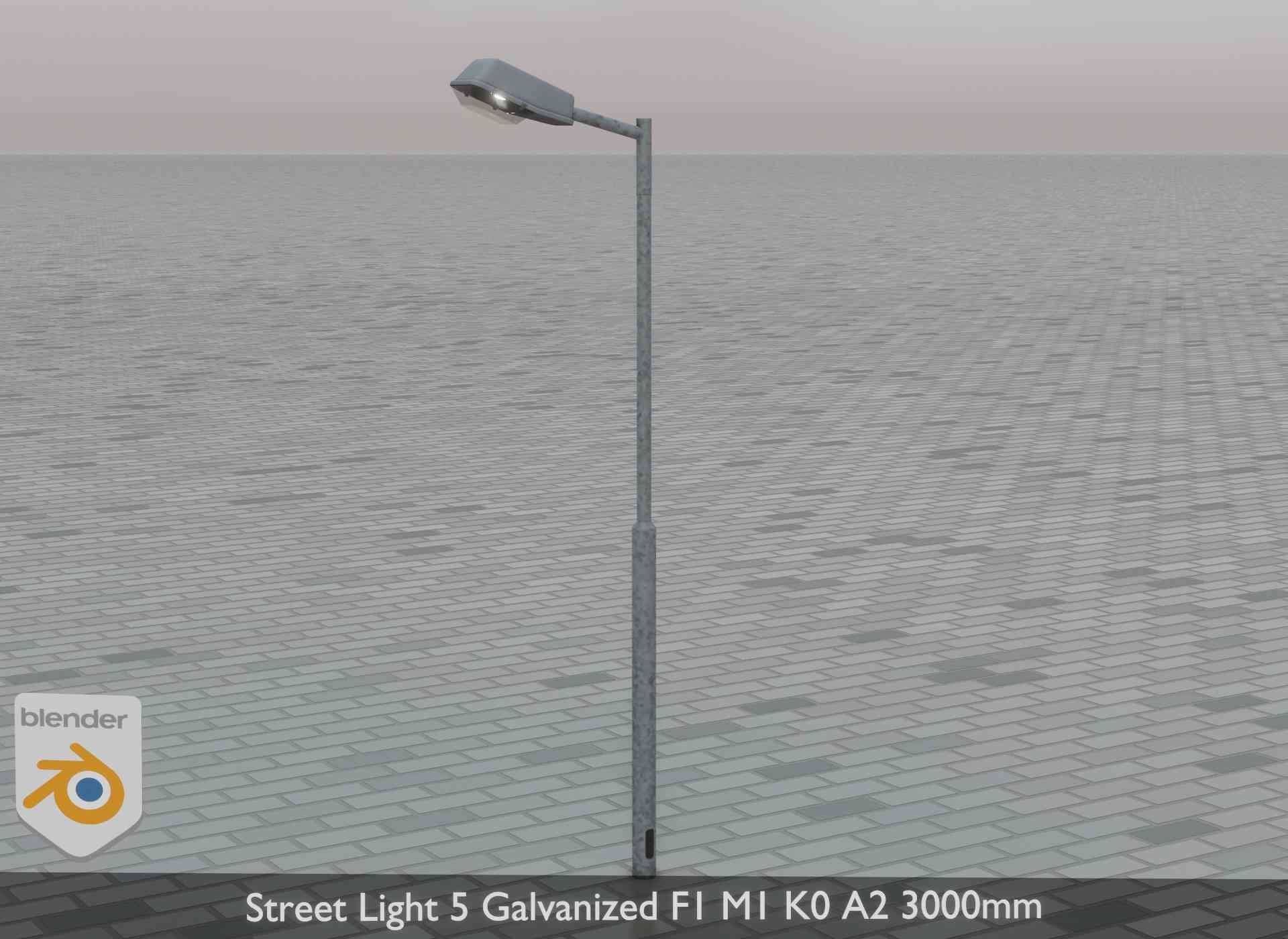 Street Light 5 Galvanized F1 M1 K0 A2 3000mm Low-poly 3D model_49