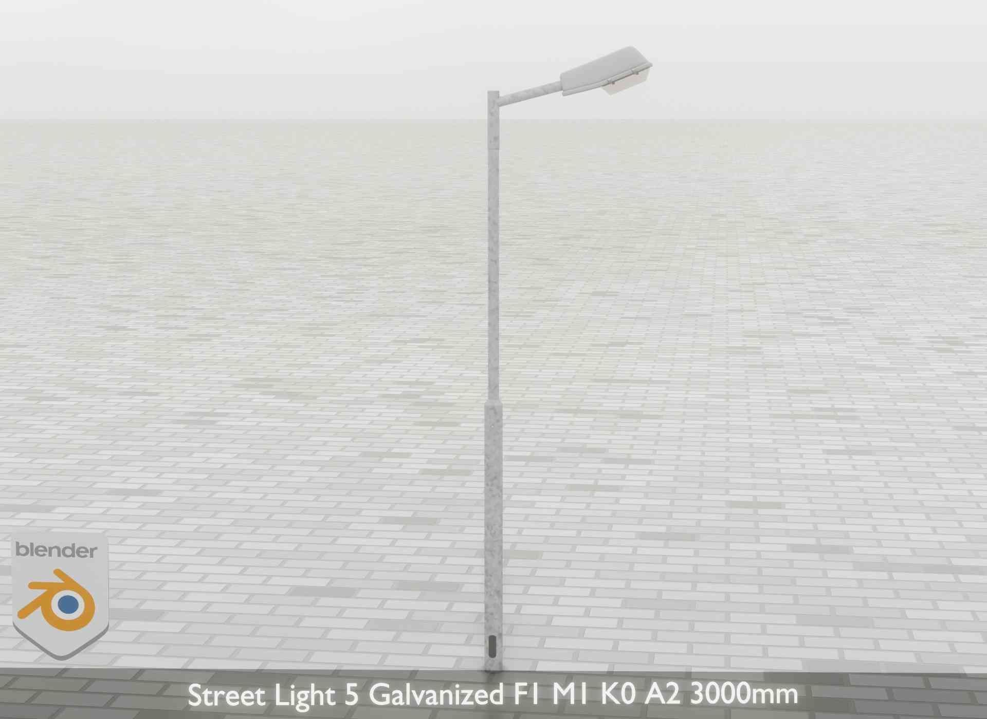 Street Light 5 Galvanized F1 M1 K0 A2 3000mm Low-poly 3D model_39