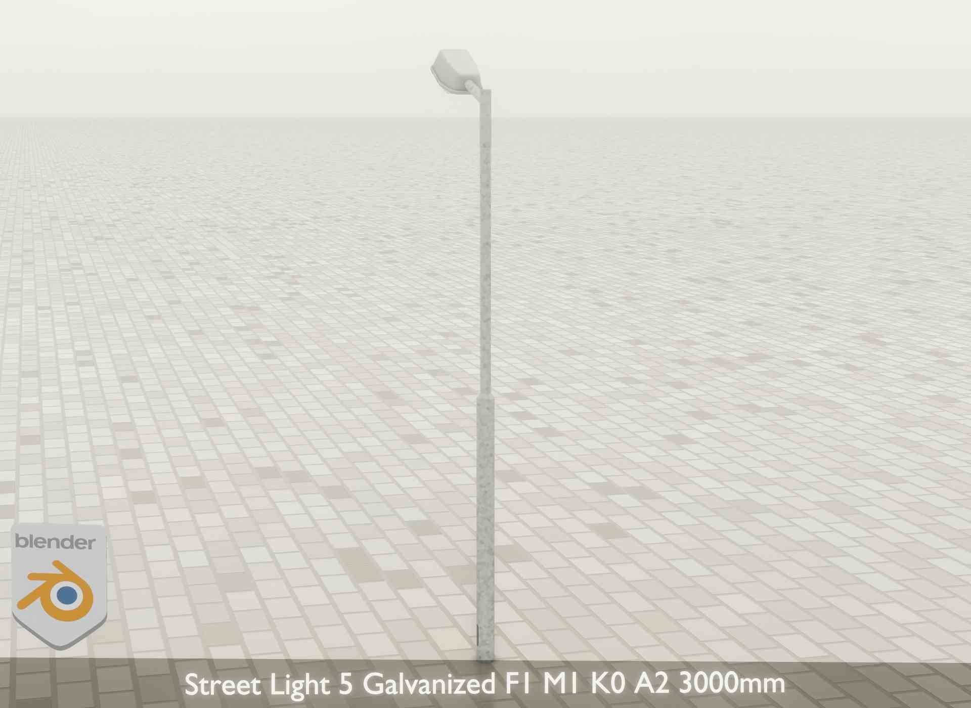 Street Light 5 Galvanized F1 M1 K0 A2 3000mm Low-poly 3D model_31