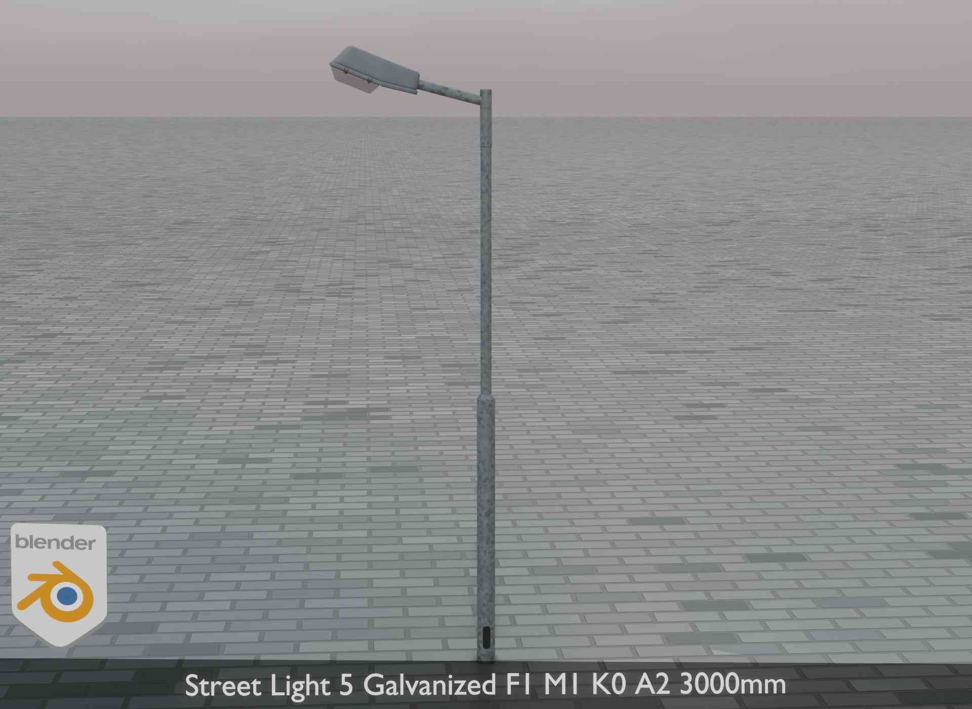 Street Light 5 Galvanized F1 M1 K0 A2 3000mm Low-poly 3D model_51