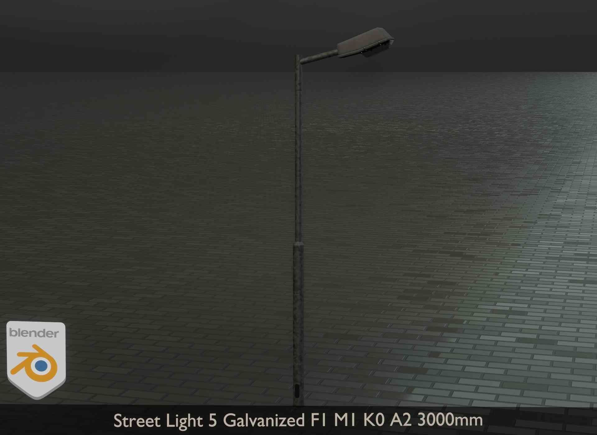 Street Light 5 Galvanized F1 M1 K0 A2 3000mm Low-poly 3D model_14