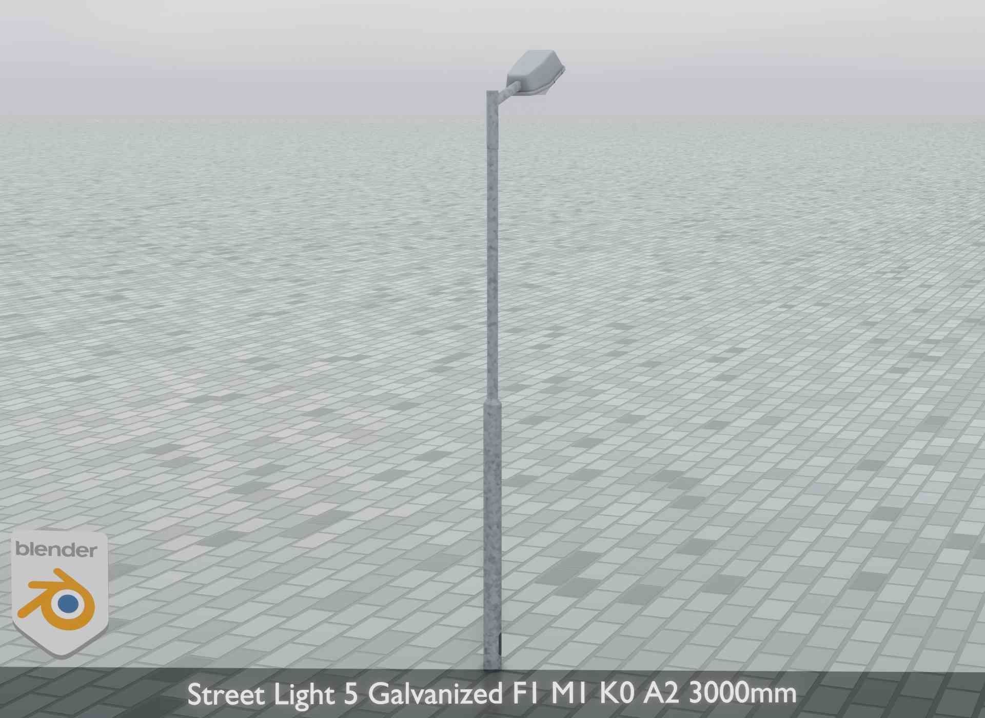 Street Light 5 Galvanized F1 M1 K0 A2 3000mm Low-poly 3D model_8