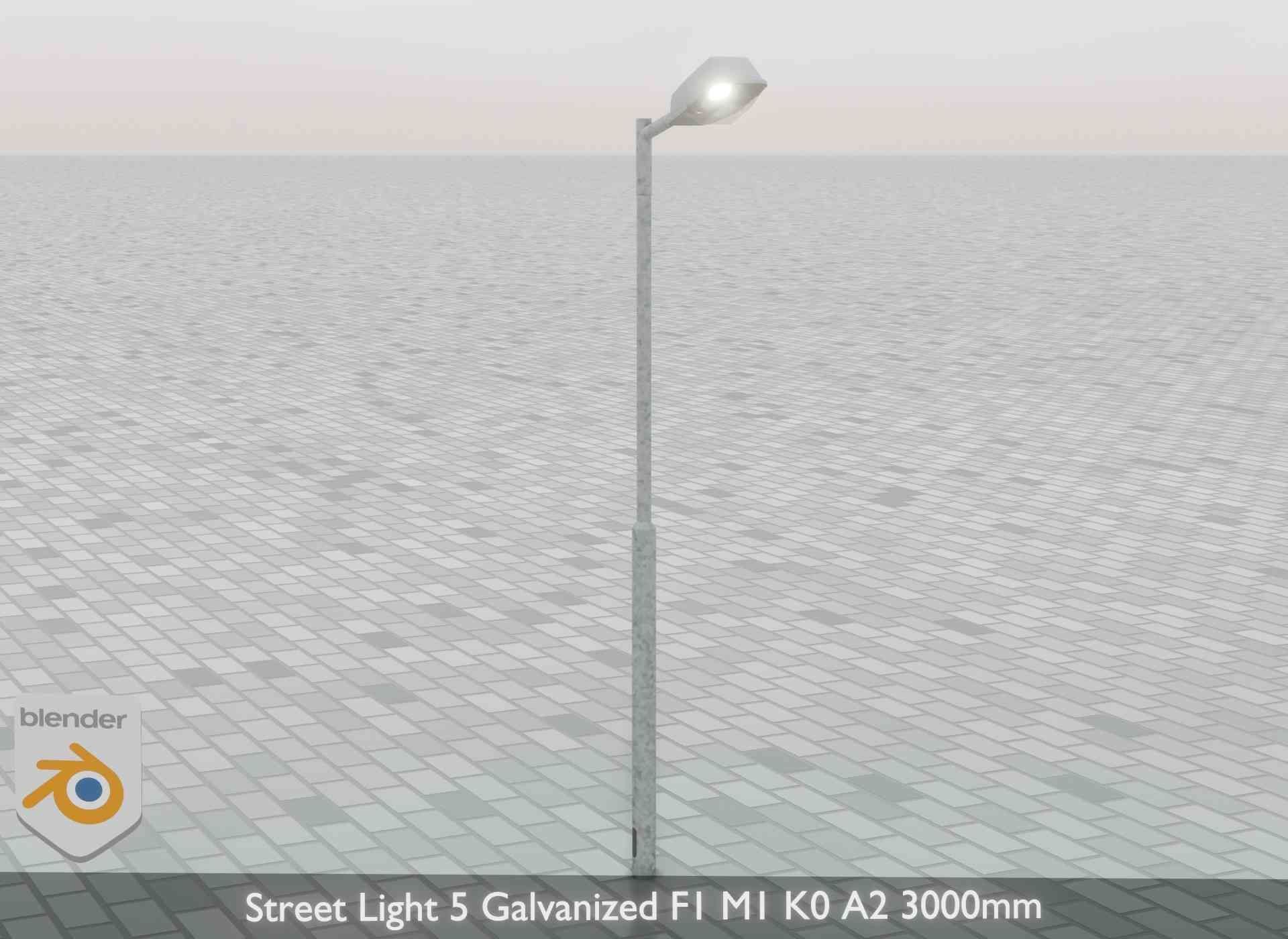 Street Light 5 Galvanized F1 M1 K0 A2 3000mm Low-poly 3D model_43