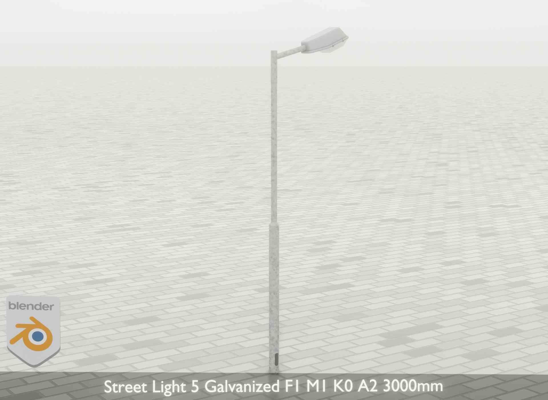 Street Light 5 Galvanized F1 M1 K0 A2 3000mm Low-poly 3D model_36