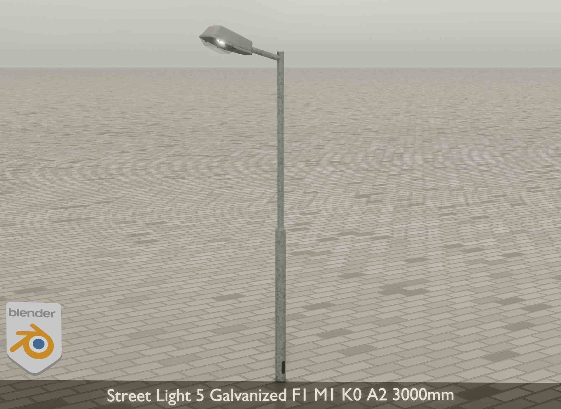Street Light 5 Galvanized F1 M1 K0 A2 3000mm Low-poly 3D model_23