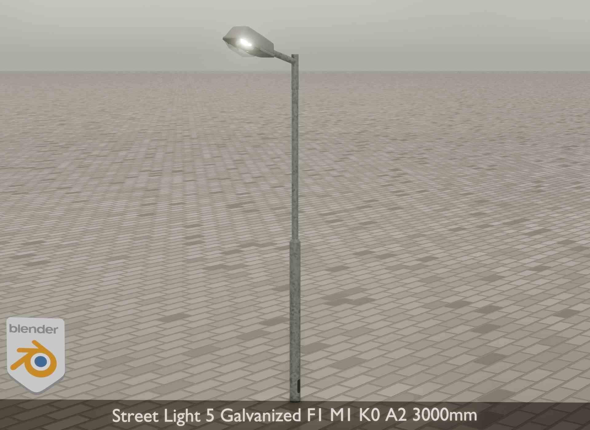 Street Light 5 Galvanized F1 M1 K0 A2 3000mm Low-poly 3D model_22