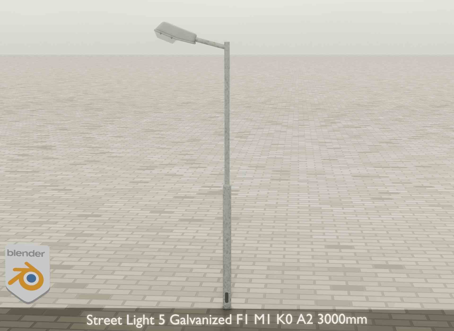 Street Light 5 Galvanized F1 M1 K0 A2 3000mm Low-poly 3D model_26