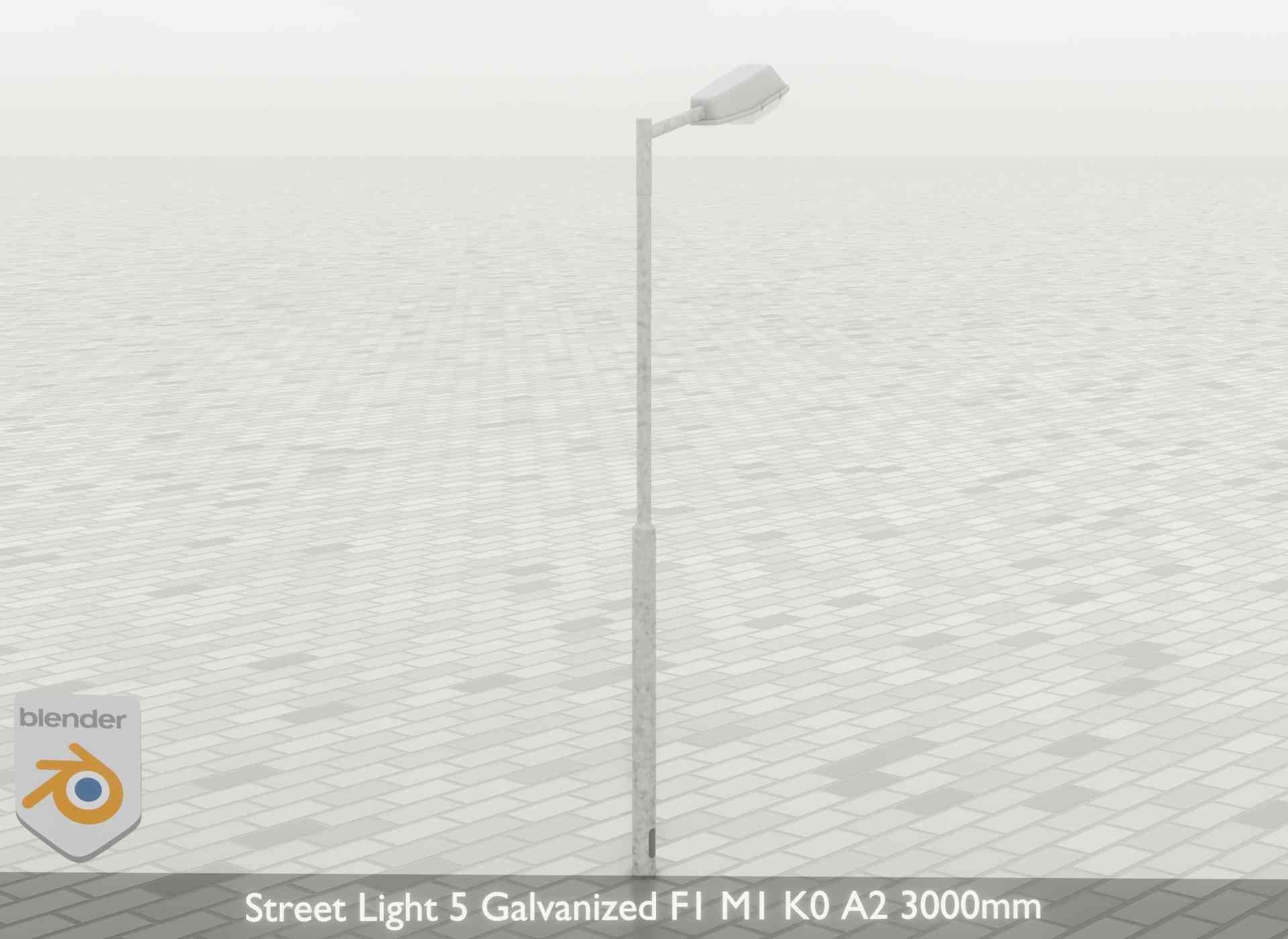 Street Light 5 Galvanized F1 M1 K0 A2 3000mm Low-poly 3D model_35