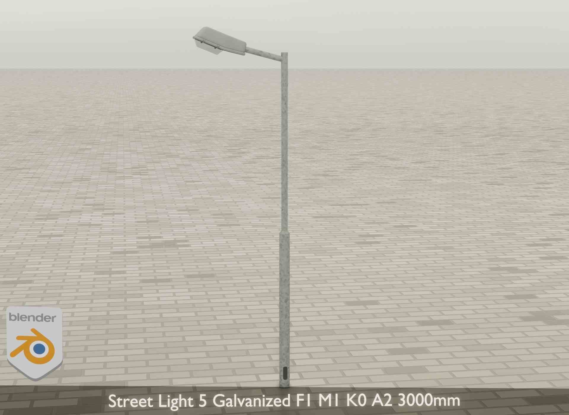 Street Light 5 Galvanized F1 M1 K0 A2 3000mm Low-poly 3D model_25