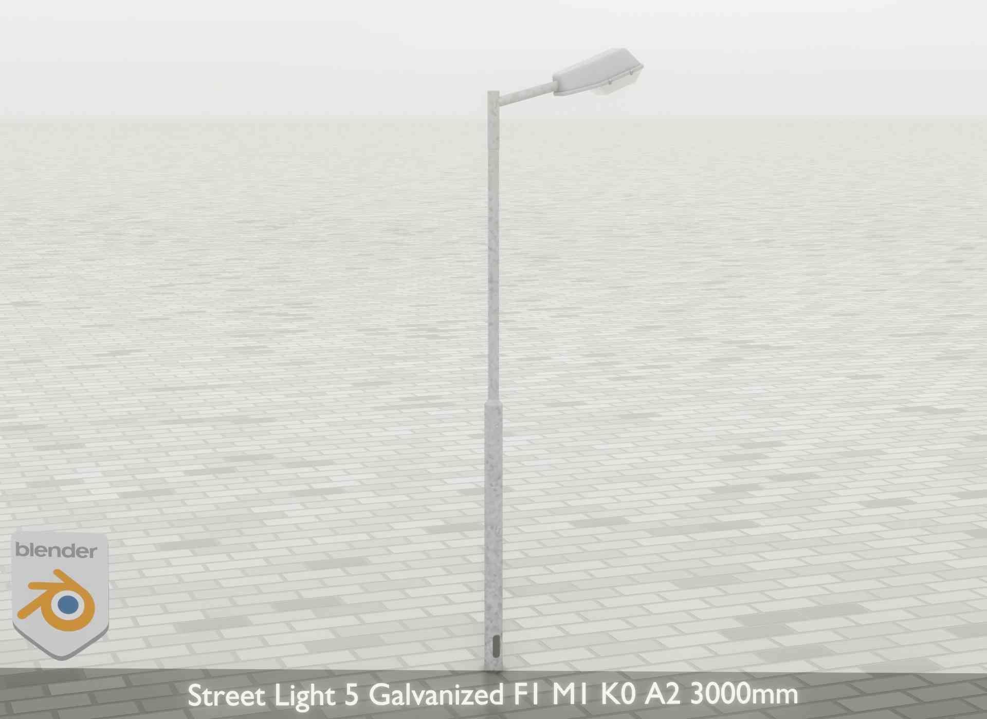 Street Light 5 Galvanized F1 M1 K0 A2 3000mm Low-poly 3D model_37