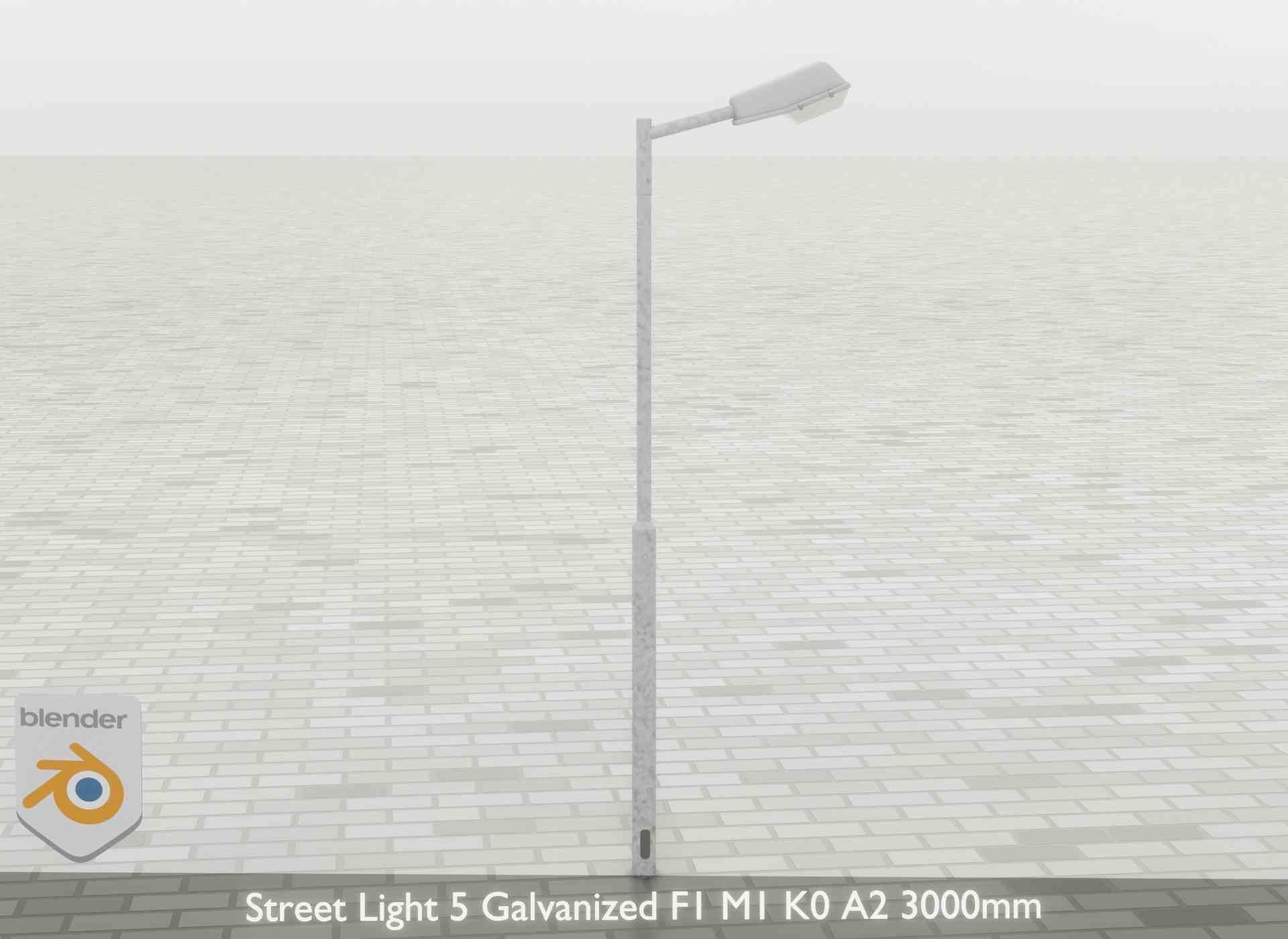 Street Light 5 Galvanized F1 M1 K0 A2 3000mm Low-poly 3D model_38