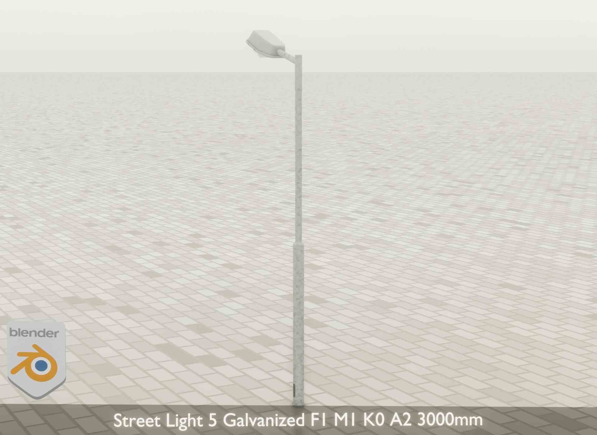 Street Light 5 Galvanized F1 M1 K0 A2 3000mm Low-poly 3D model_30