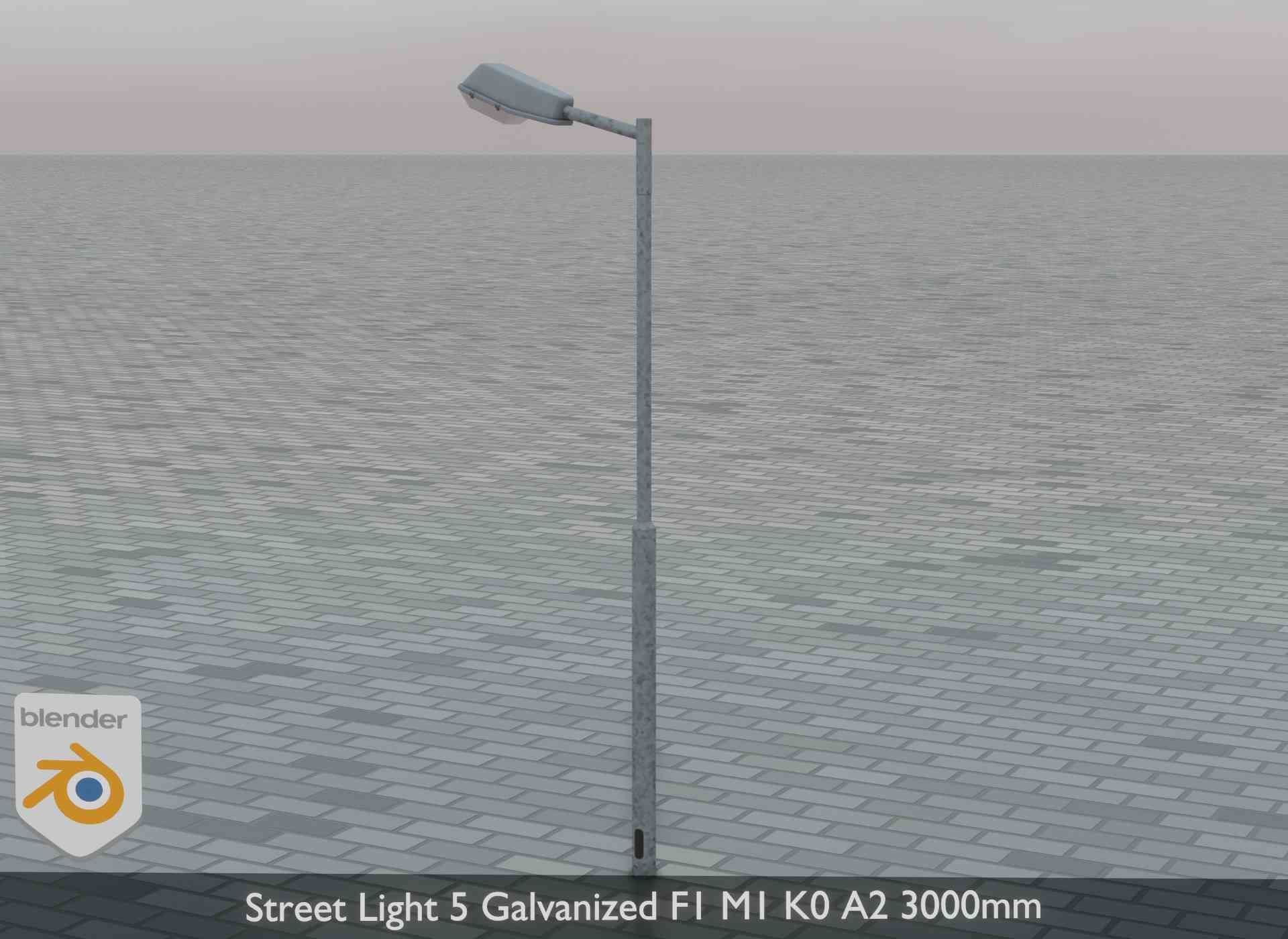 Street Light 5 Galvanized F1 M1 K0 A2 3000mm Low-poly 3D model_2