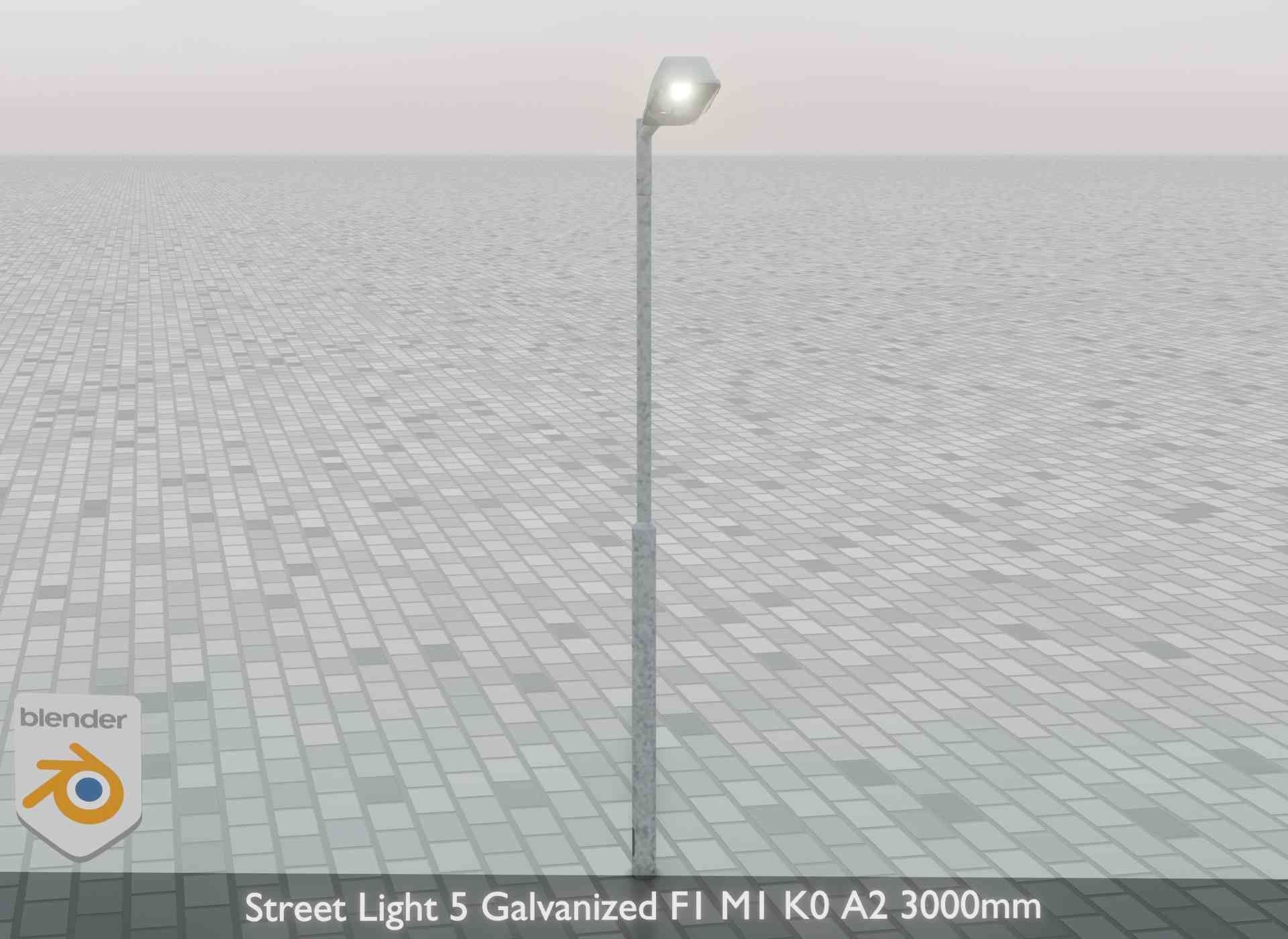 Street Light 5 Galvanized F1 M1 K0 A2 3000mm Low-poly 3D model_44