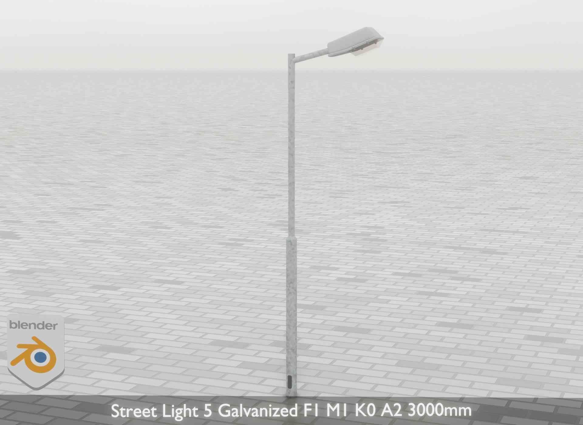 Street Light 5 Galvanized F1 M1 K0 A2 3000mm Low-poly 3D model_40