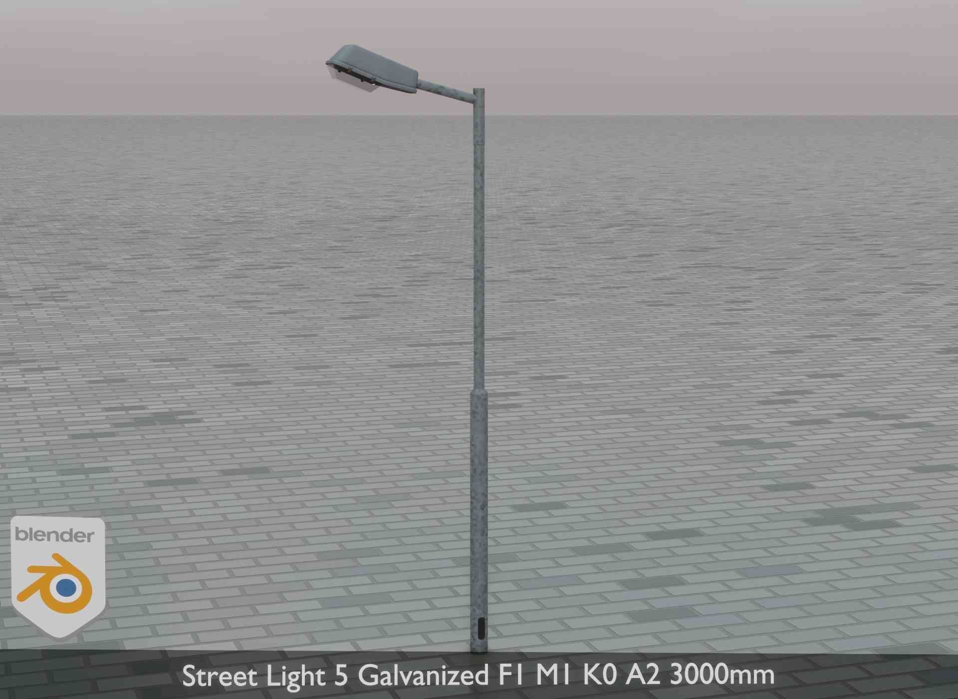 Street Light 5 Galvanized F1 M1 K0 A2 3000mm Low-poly 3D model_50