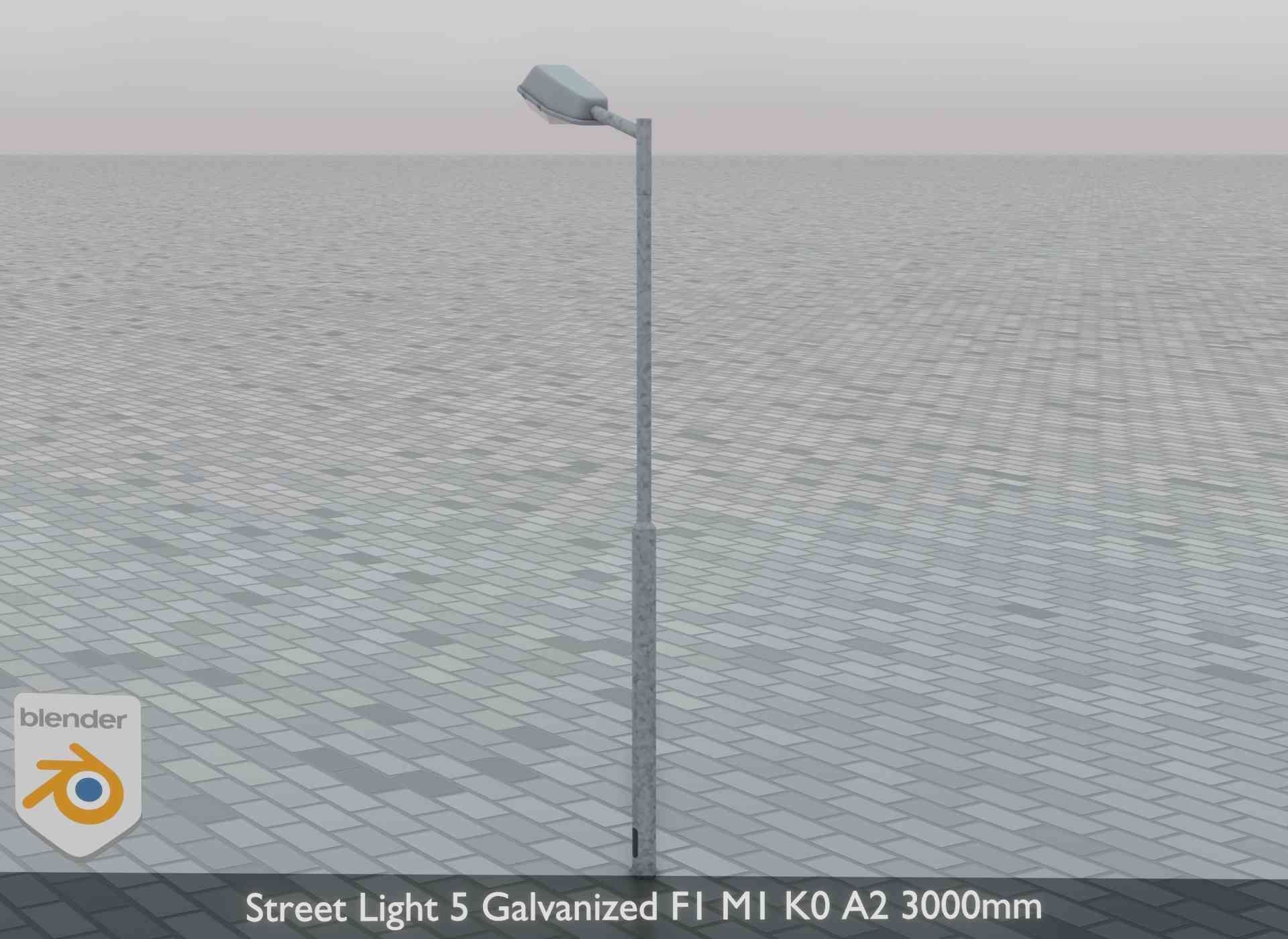 Street Light 5 Galvanized F1 M1 K0 A2 3000mm Low-poly 3D model_4
