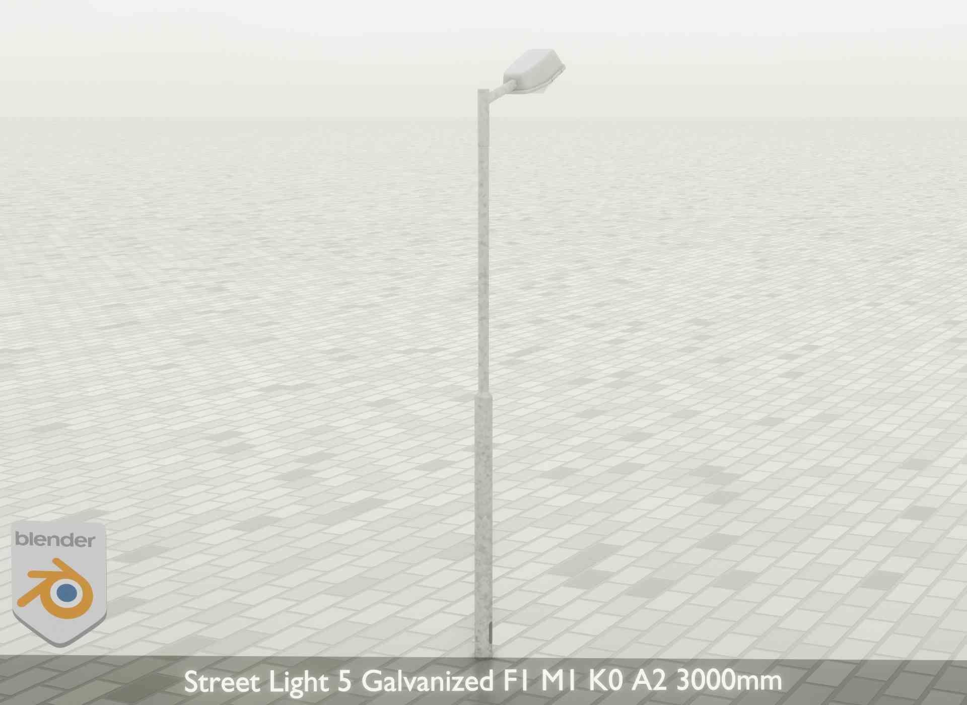 Street Light 5 Galvanized F1 M1 K0 A2 3000mm Low-poly 3D model_34