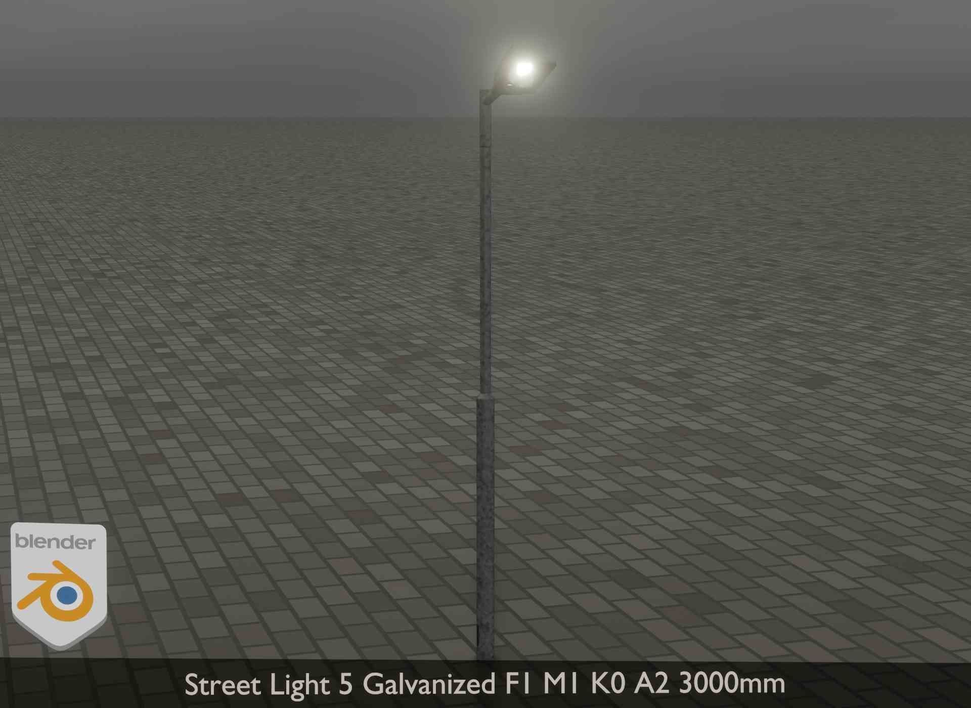 Street Light 5 Galvanized F1 M1 K0 A2 3000mm Low-poly 3D model_18