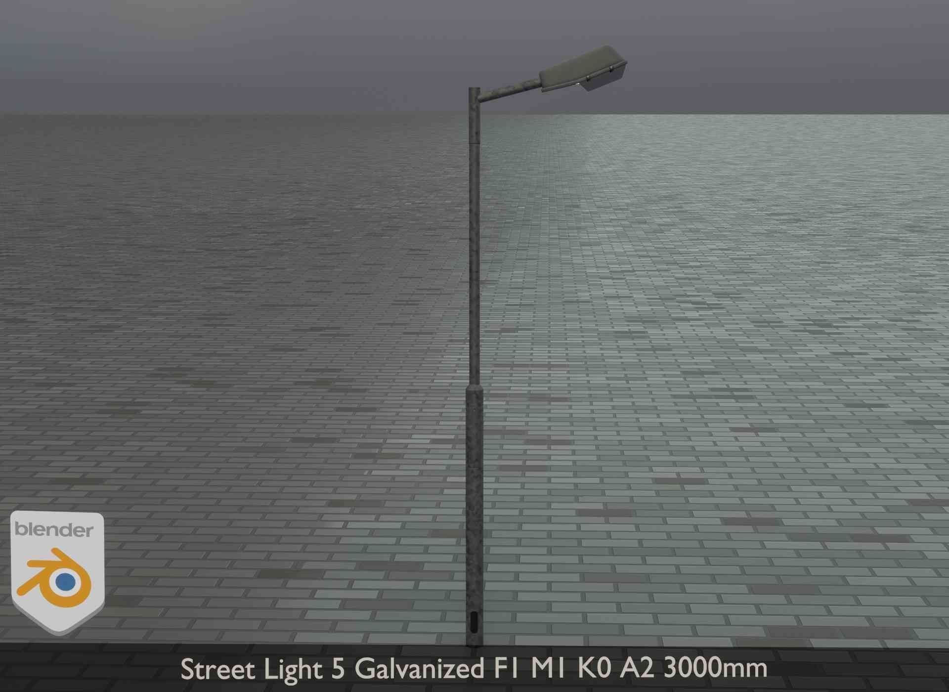 Street Light 5 Galvanized F1 M1 K0 A2 3000mm Low-poly 3D model_13