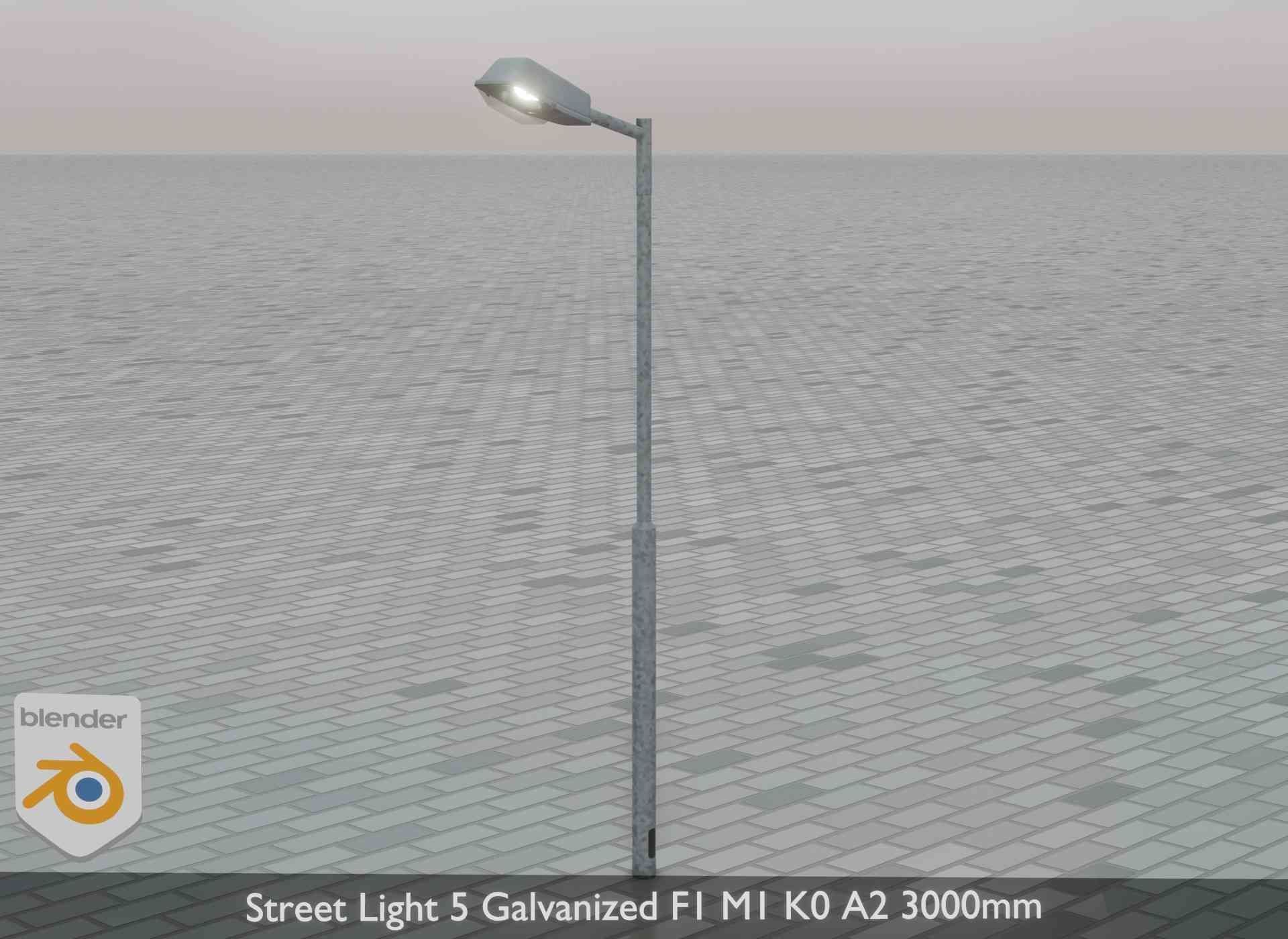 Street Light 5 Galvanized F1 M1 K0 A2 3000mm Low-poly 3D model_48