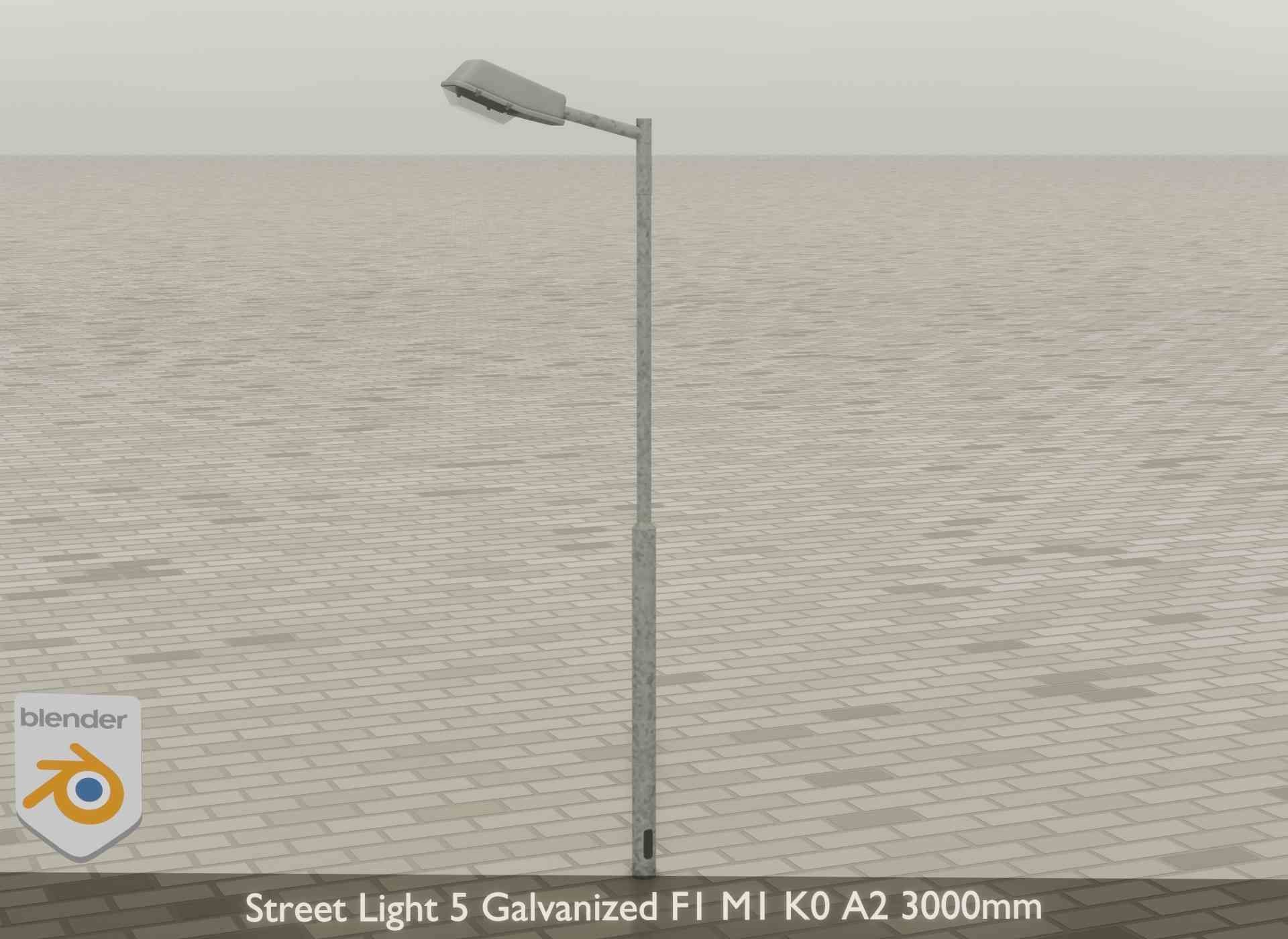 Street Light 5 Galvanized F1 M1 K0 A2 3000mm Low-poly 3D model_24