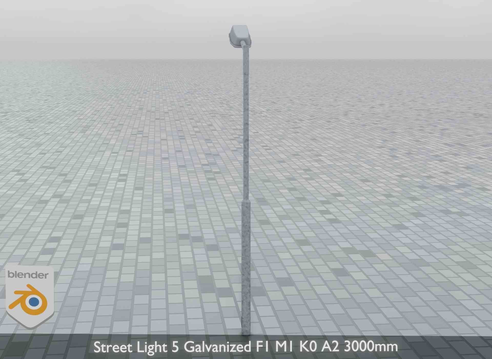 Street Light 5 Galvanized F1 M1 K0 A2 3000mm Low-poly 3D model_6