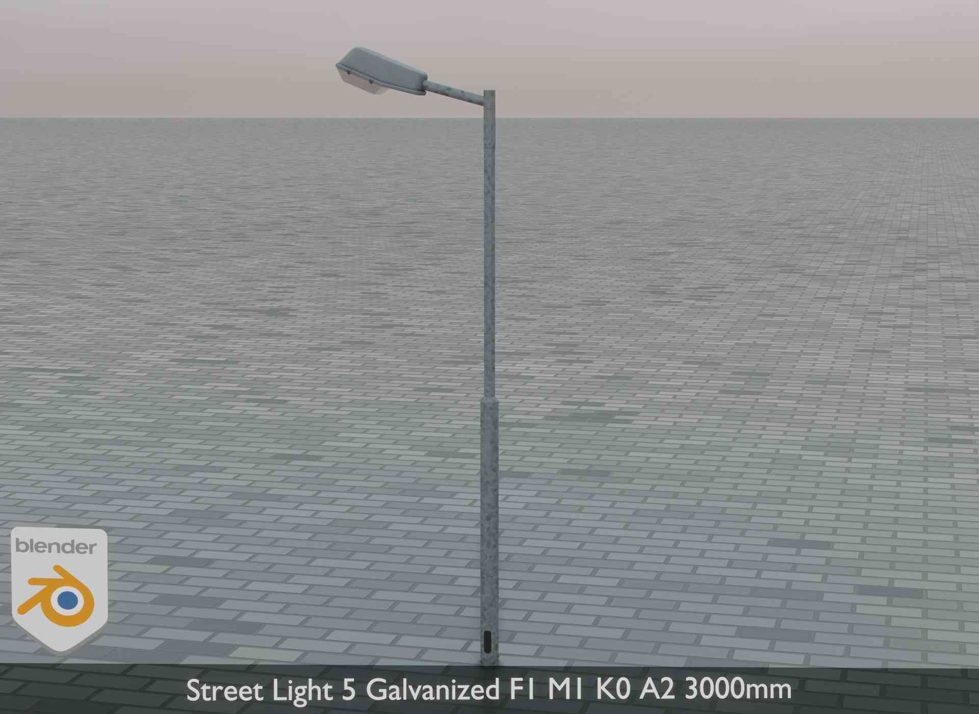 Street Light 5 Galvanized F1 M1 K0 A2 3000mm Low-poly 3D model_1