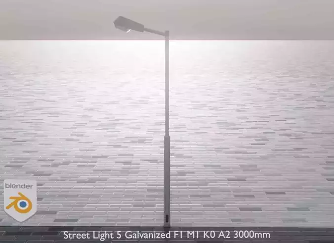 Street Light 5 Galvanized F1 M1 K0 A2 3000mm Low-poly 3D model Street Light 5 Galvanized F1 M1 K0 A2 3000mm Low-poly 3D model
